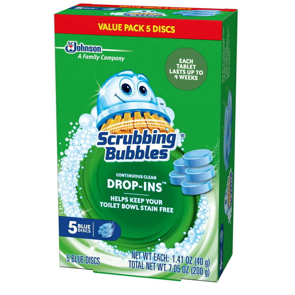 Scrubbing Bubbles Continuous Clean Drop Ins Toilet Cleaner 5 Blue Discs 7.05 Oz