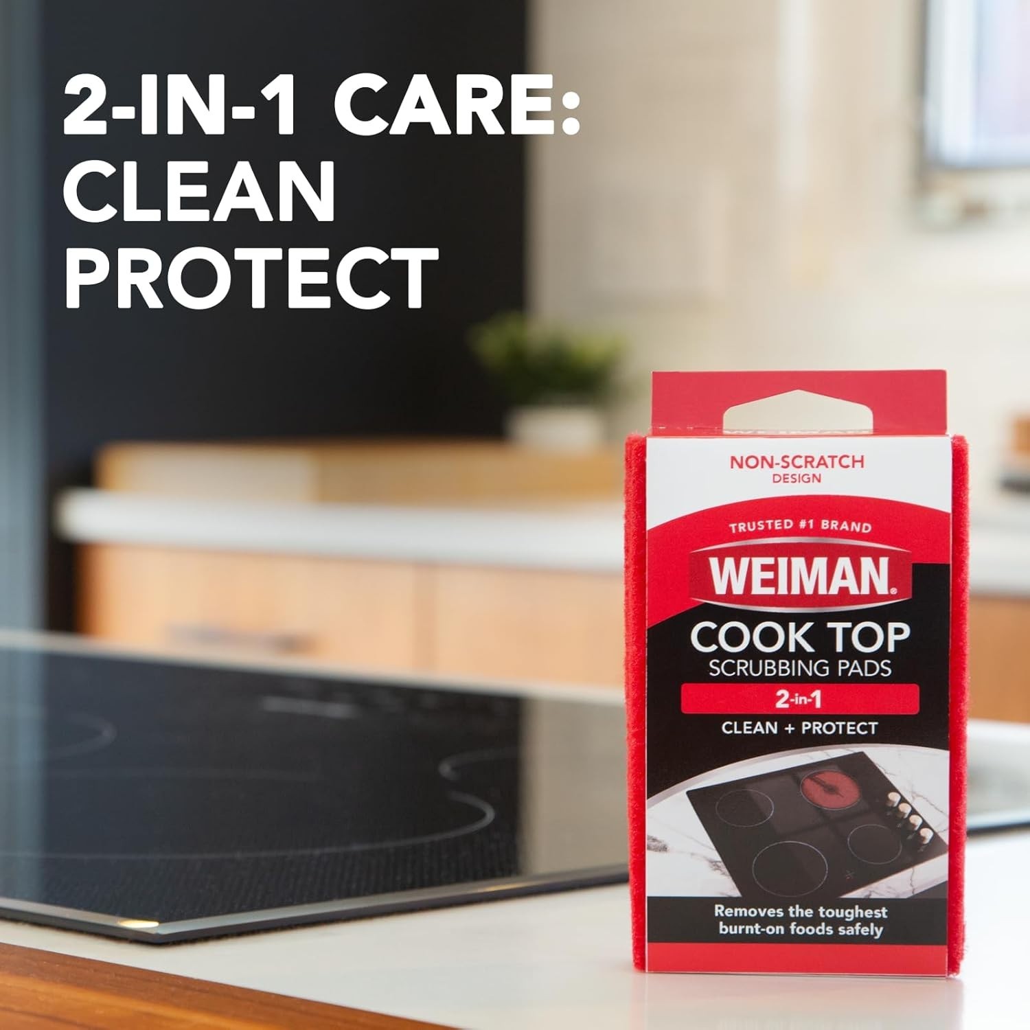 Weiman 3 Count Cook Top Scrubbing Pads – Safe Stain Remover for Porcelain