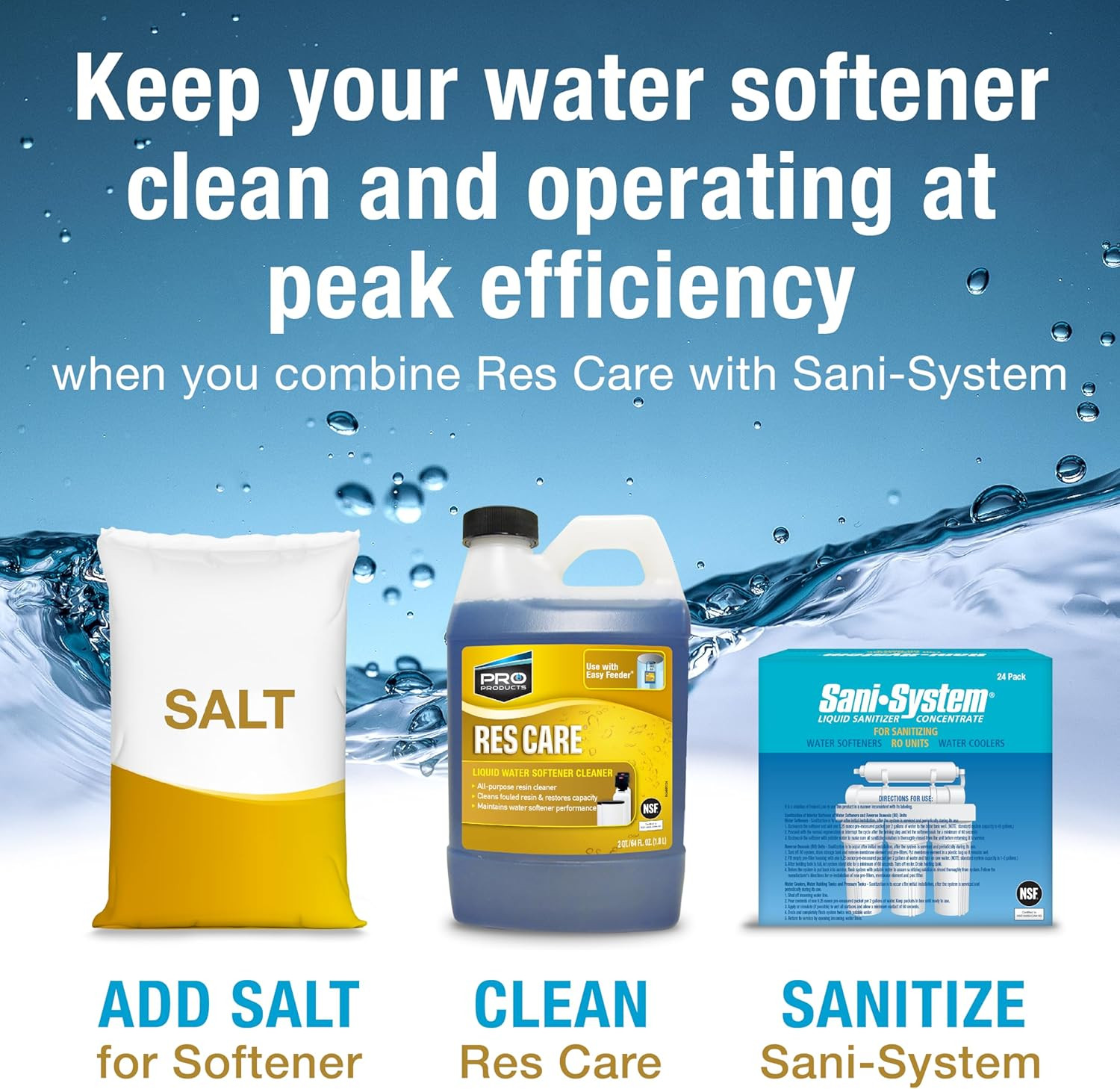 Rescare RK64N All-Purpose Water Softener Cleaner Liquid Refill, 64 Ounce