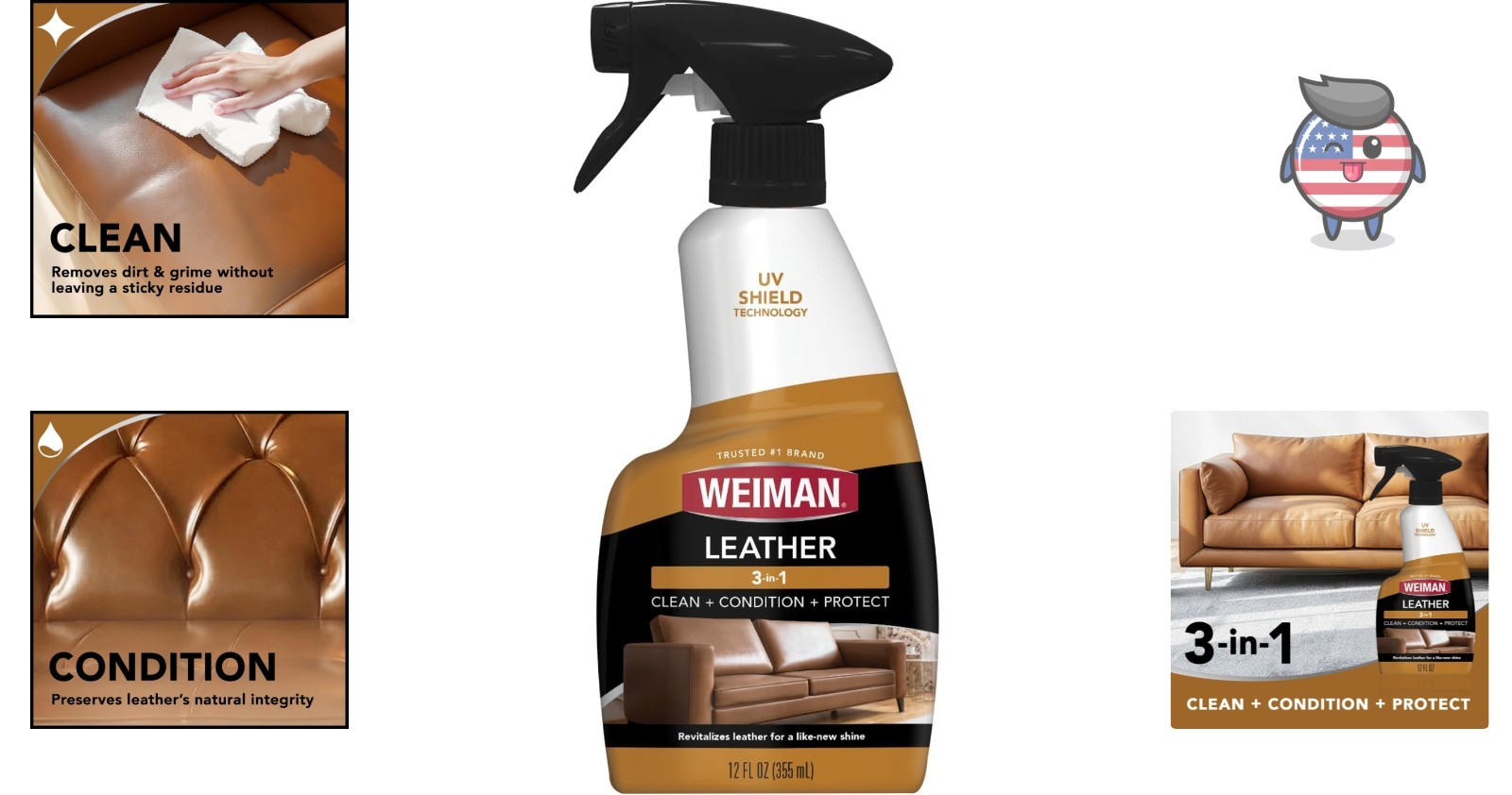 Residue-Free Leather Cleaner & Conditioner with UV Protection – 12 Fl Oz