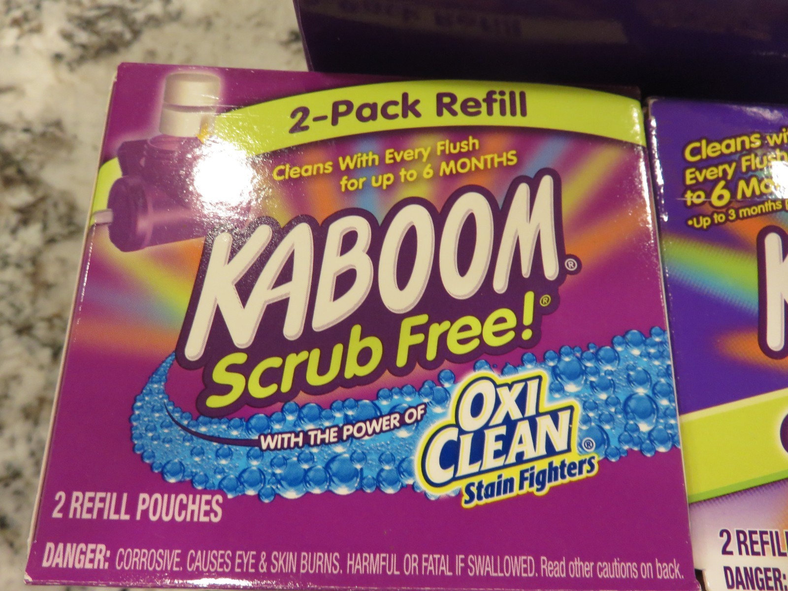 Kaboom Scrub Free! Continuous Toilet Bowl System 1 Device & 5 Pouches Total NEW