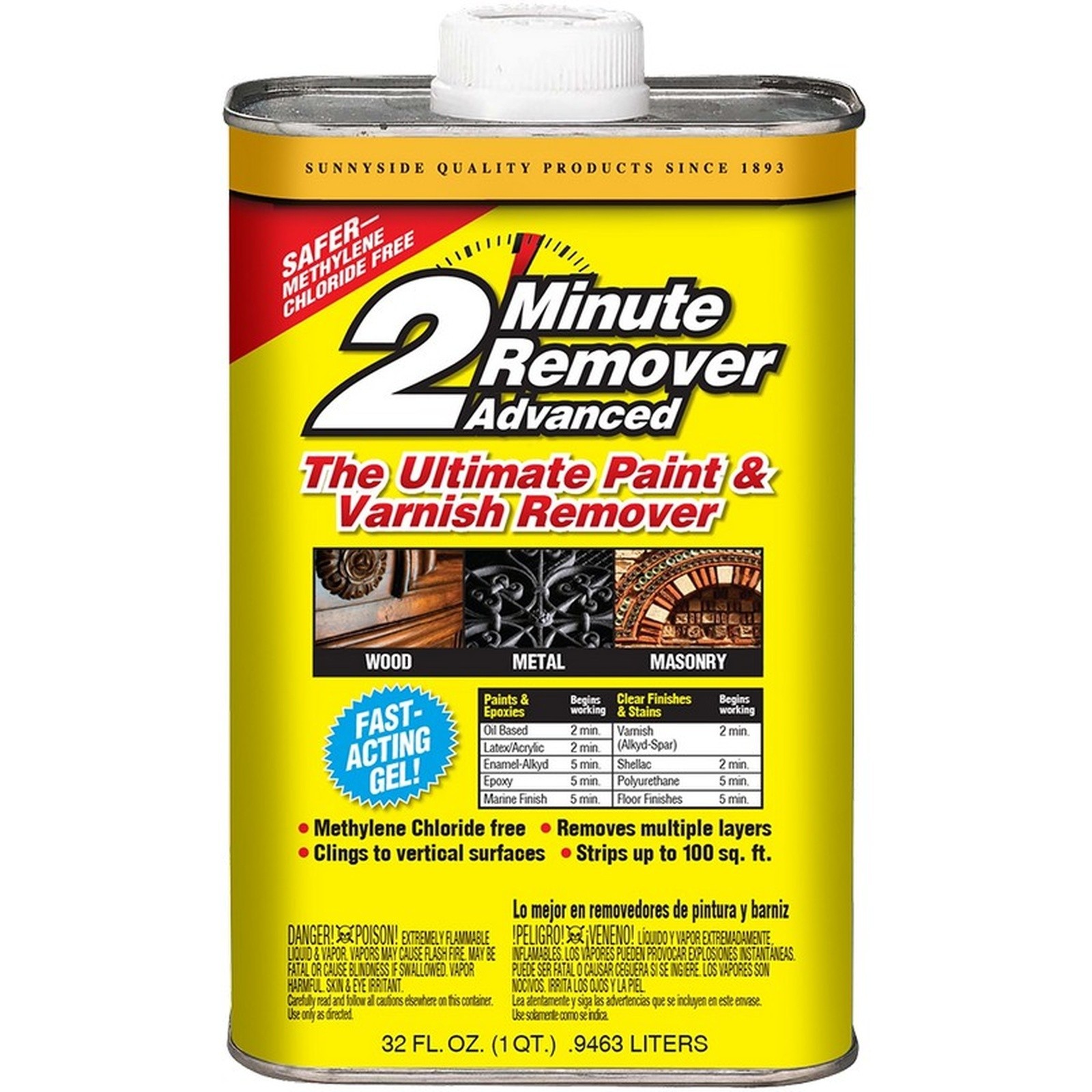 Sunnyside 63432 2 Minute Remover Advanced Gel 32 Fl Oz (1 Quart)