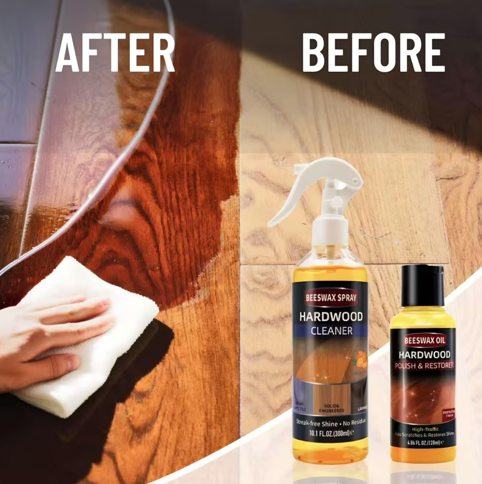 Beeswax Hardwood Cleaner & Polish Set (2-Piece Kit)