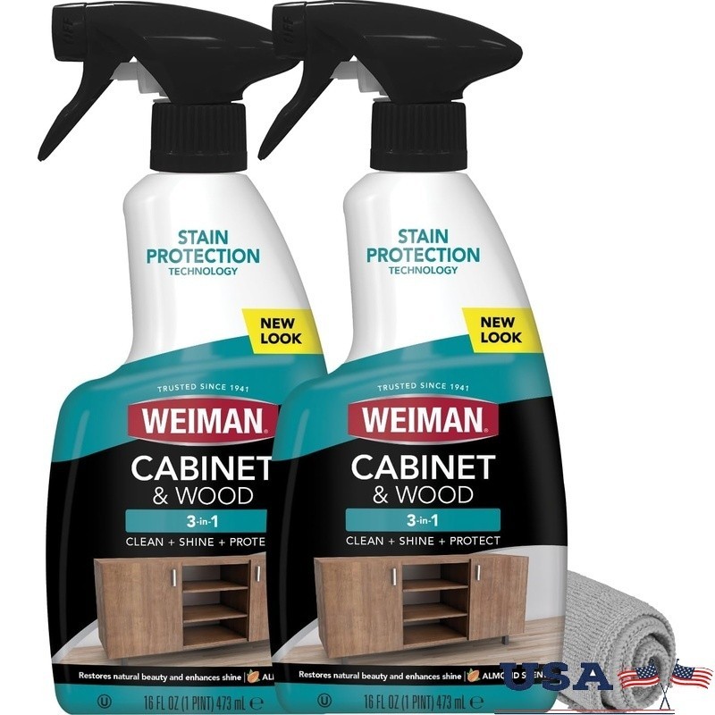 Wood Furniture Cleaner & Polish Almond Scent 2 Pack Microfiber Towel Included US