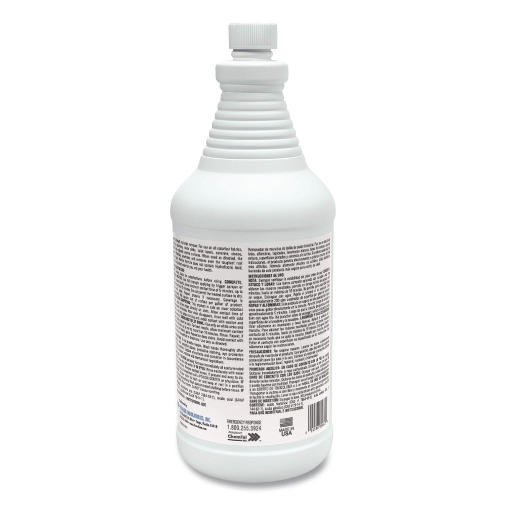 Theochem Laboratories 100960QT 1 qt Bottle Rust Stain Remover – Acidic 12/CT New