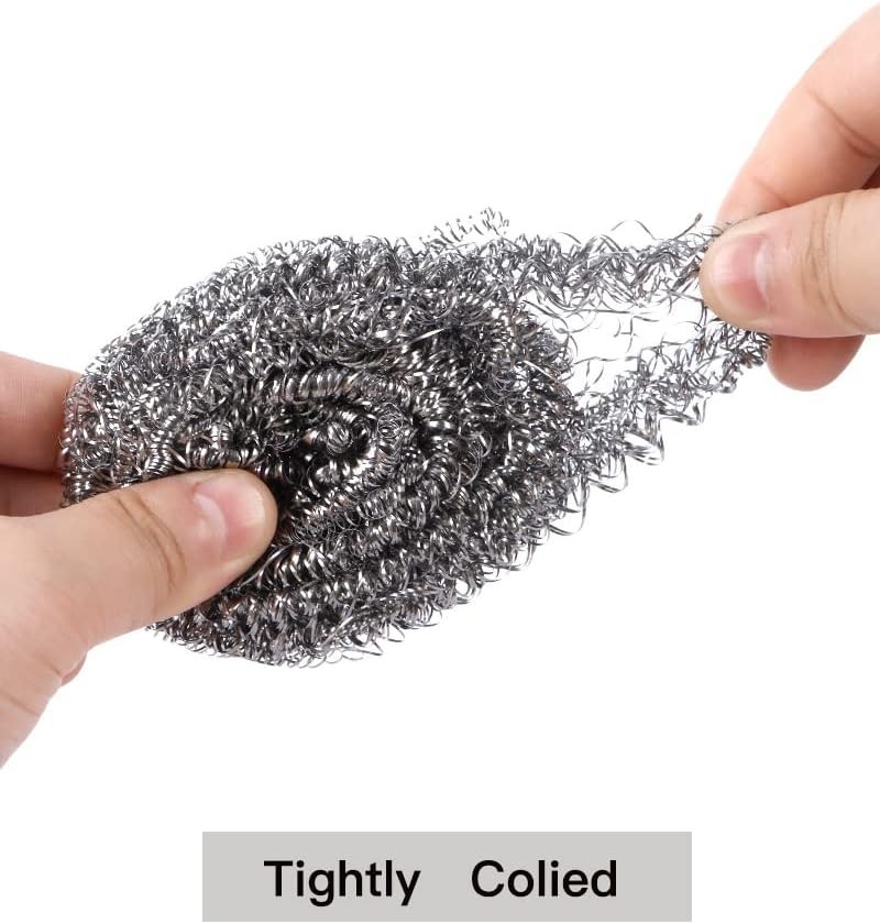 12Pcs Steel Wool Scrubber Pads for Cleaning Dishes, Pans, Pots, Ovens, Grills, S