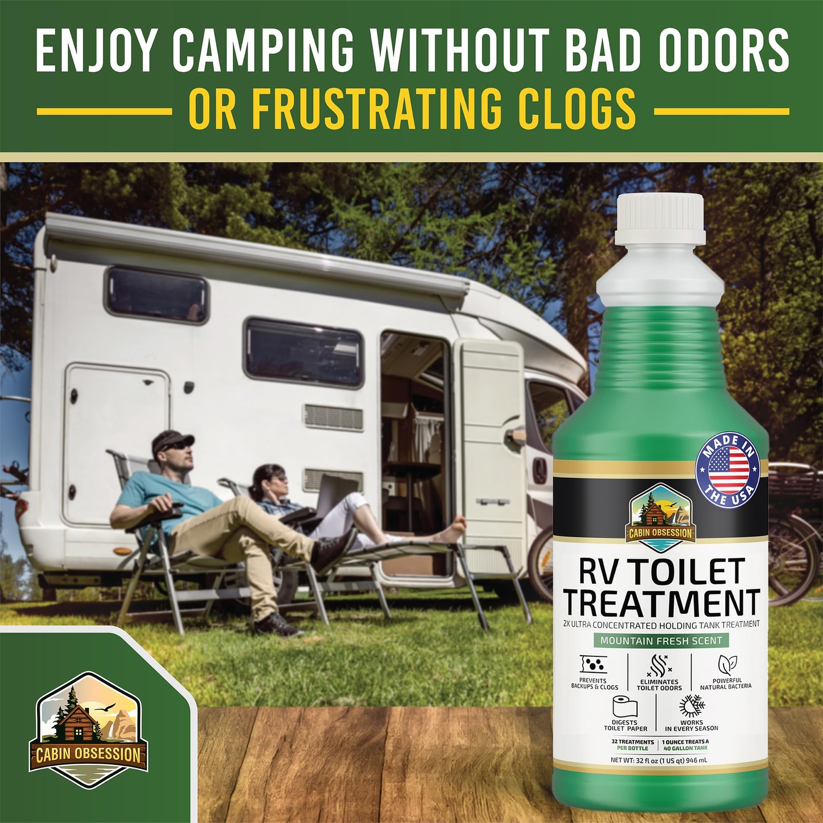 Cabin Obsession RV Toilet Treatment (32 oz) – 2x Ultra Concentrated Liquid RV…