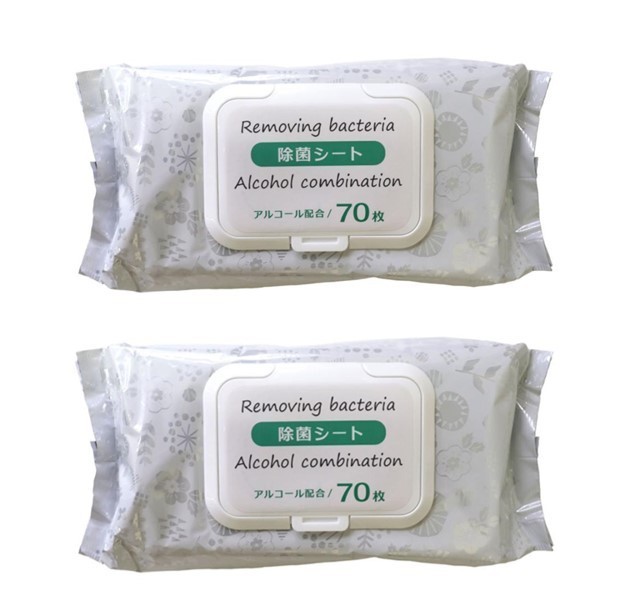 Wet Wipes, 2 packs of 70-Wipe, extra-large (180mm × 200mm) and thick, 140 Sheets