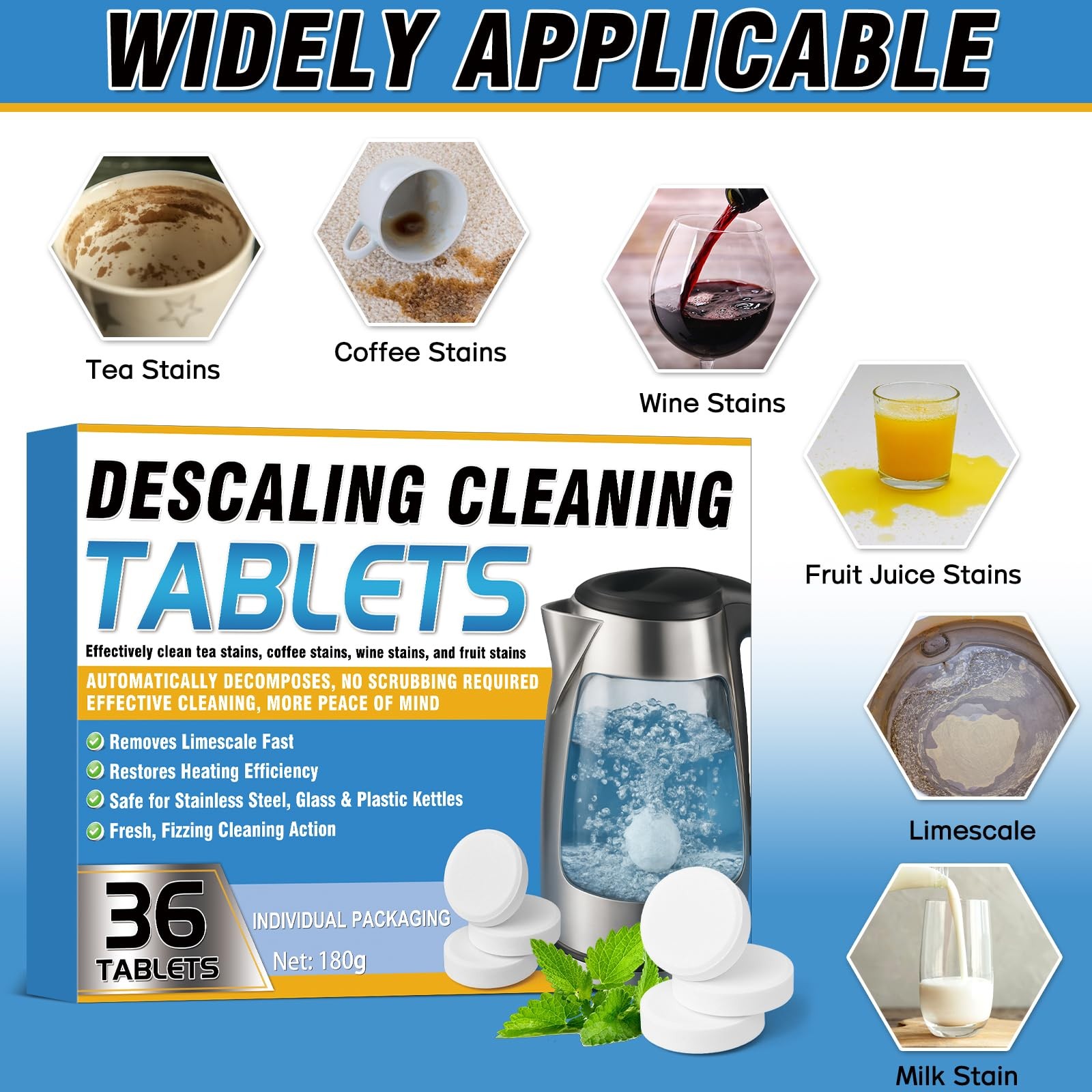 Kettle Descaler Tablets – Powerful Limescale Remover for Coffee Maker, Electr…