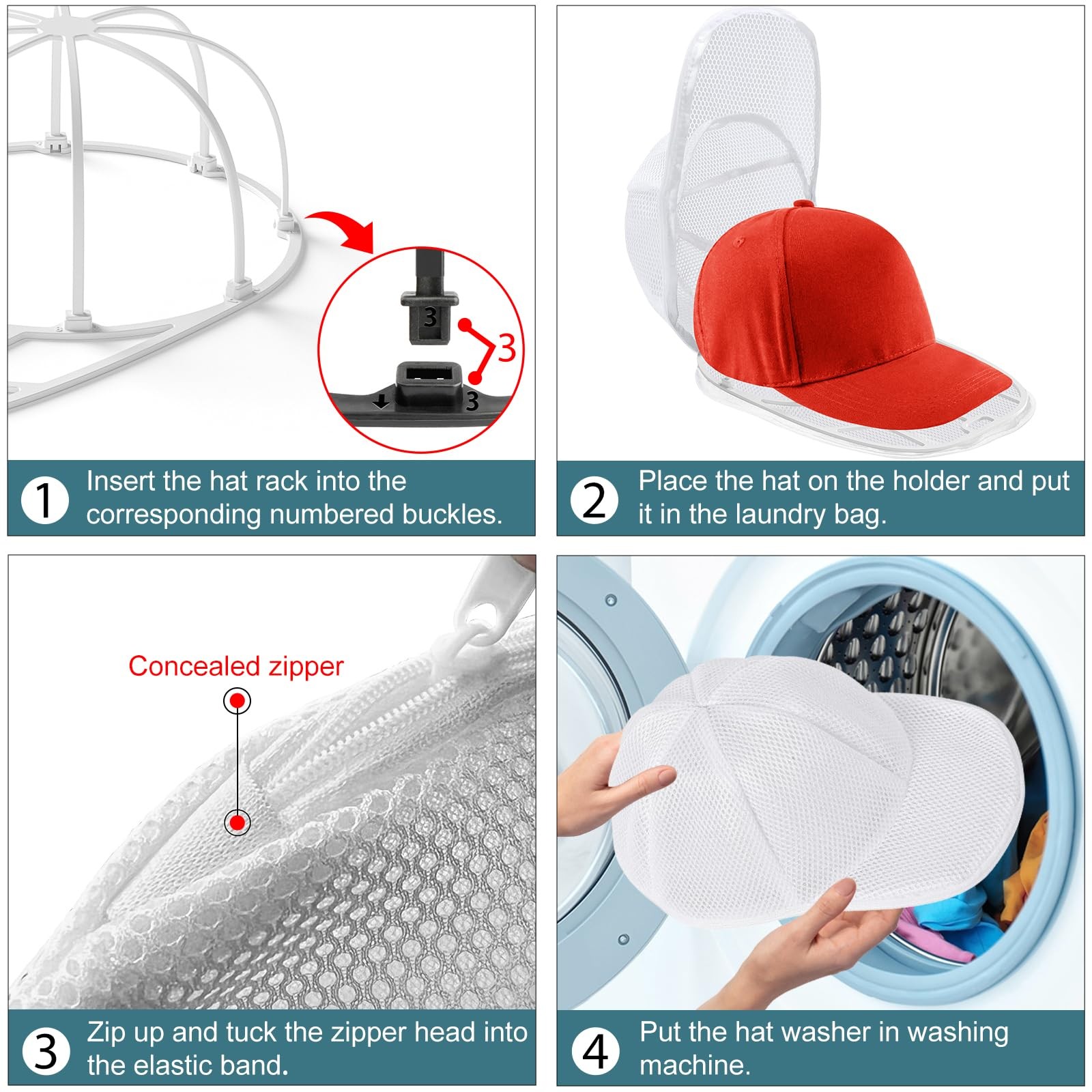 Hat Washer for Washing Machine,Hat Cleaner for Baseball Caps with Frame Cage …