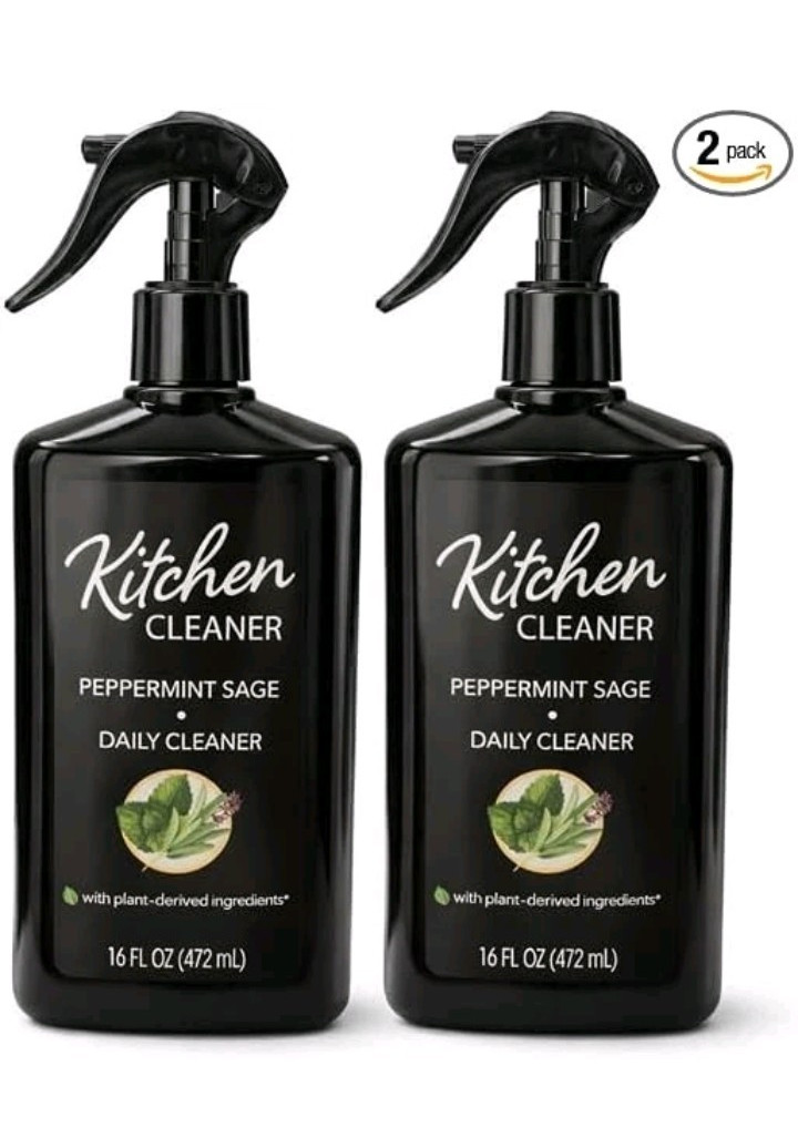 Kitchen Peppermint Sage Kitchen Cleaner Spray 16 fl oz Plant-Derived, 2 Pack