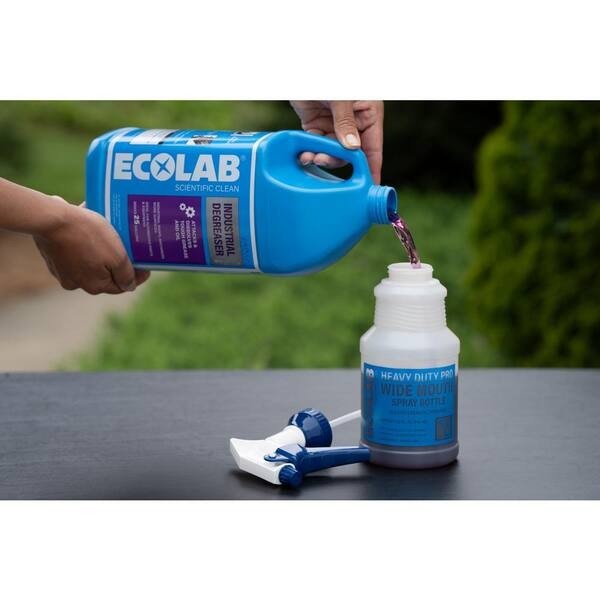4 Pack ECOLAB 32oz Heavy-Duty Wide Mouth Chemical, Bleach Resistant Spray Bottle