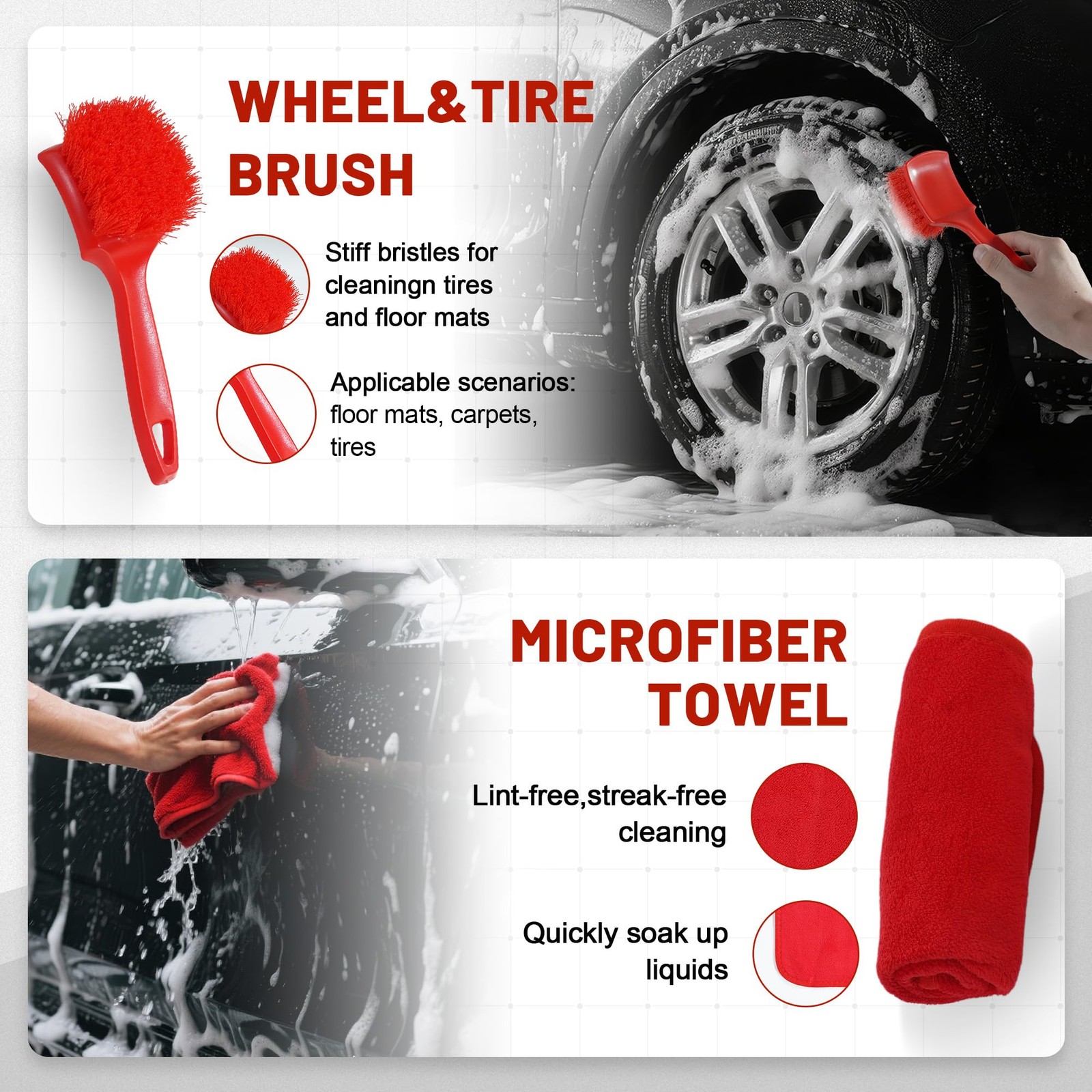 10Pcs Interior Detailing Brush Set, Car Vent & Dashboard Cleaner Kit with Mic…