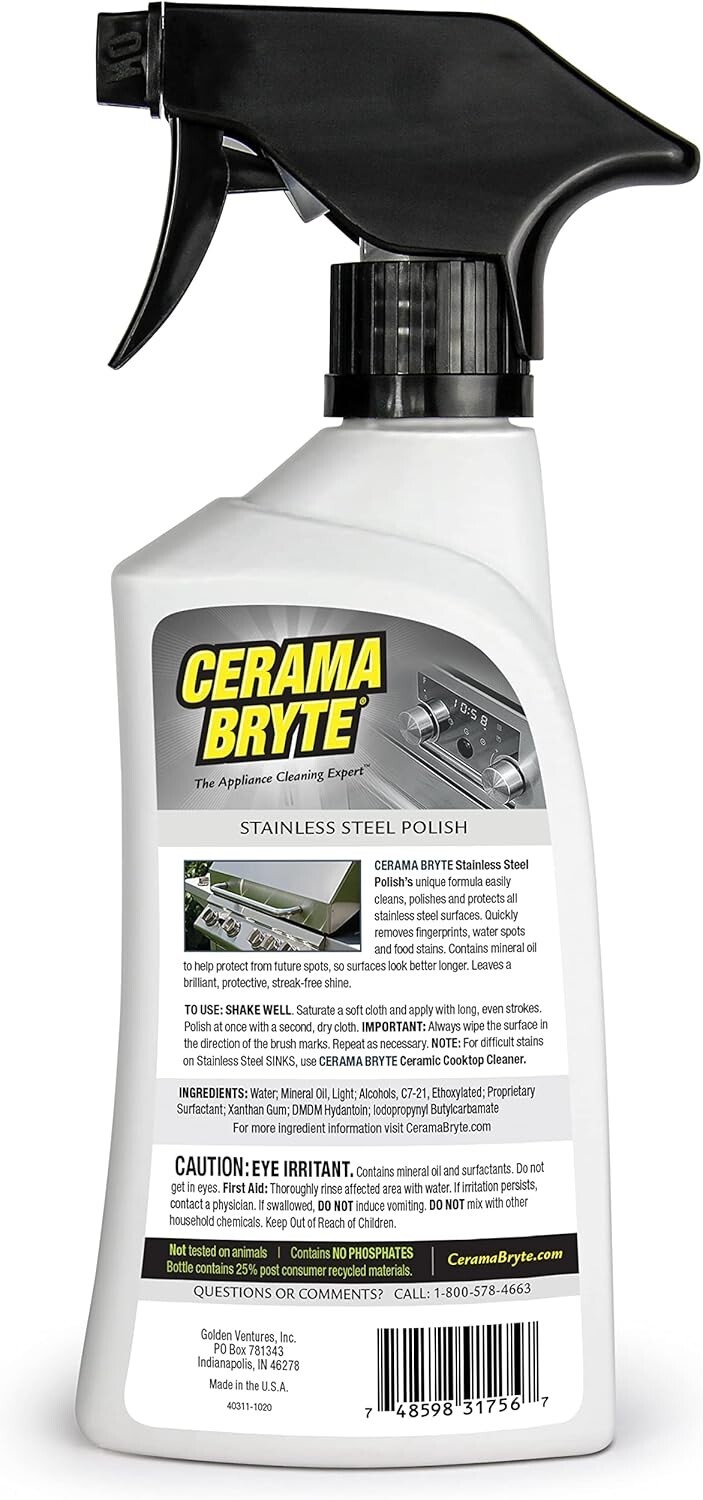 Cerama Bryte Stainless Steel Polish Spray,16 Fl Oz (Pack of 1)