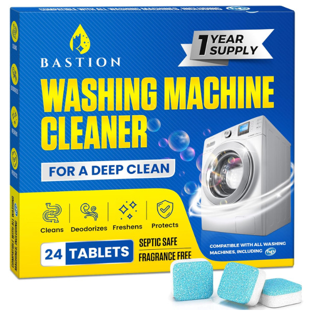 Washing Machine Cleaner Descaler 24 Pack – Deep Cleaning Tablets for HE Front &