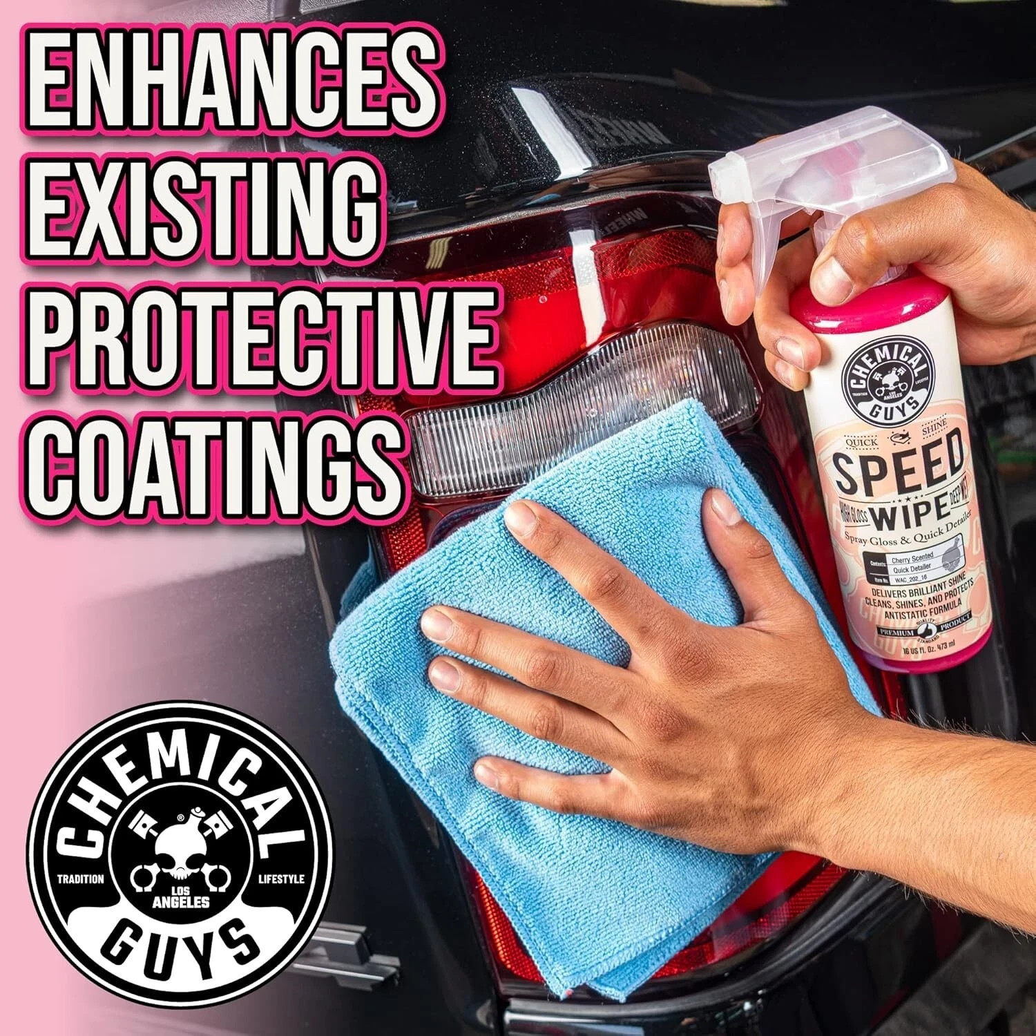 (4 Pack) Chemical Guys WAC_202_16 Speed Wipe Quick Detailer, 16oz, Cherry Scent