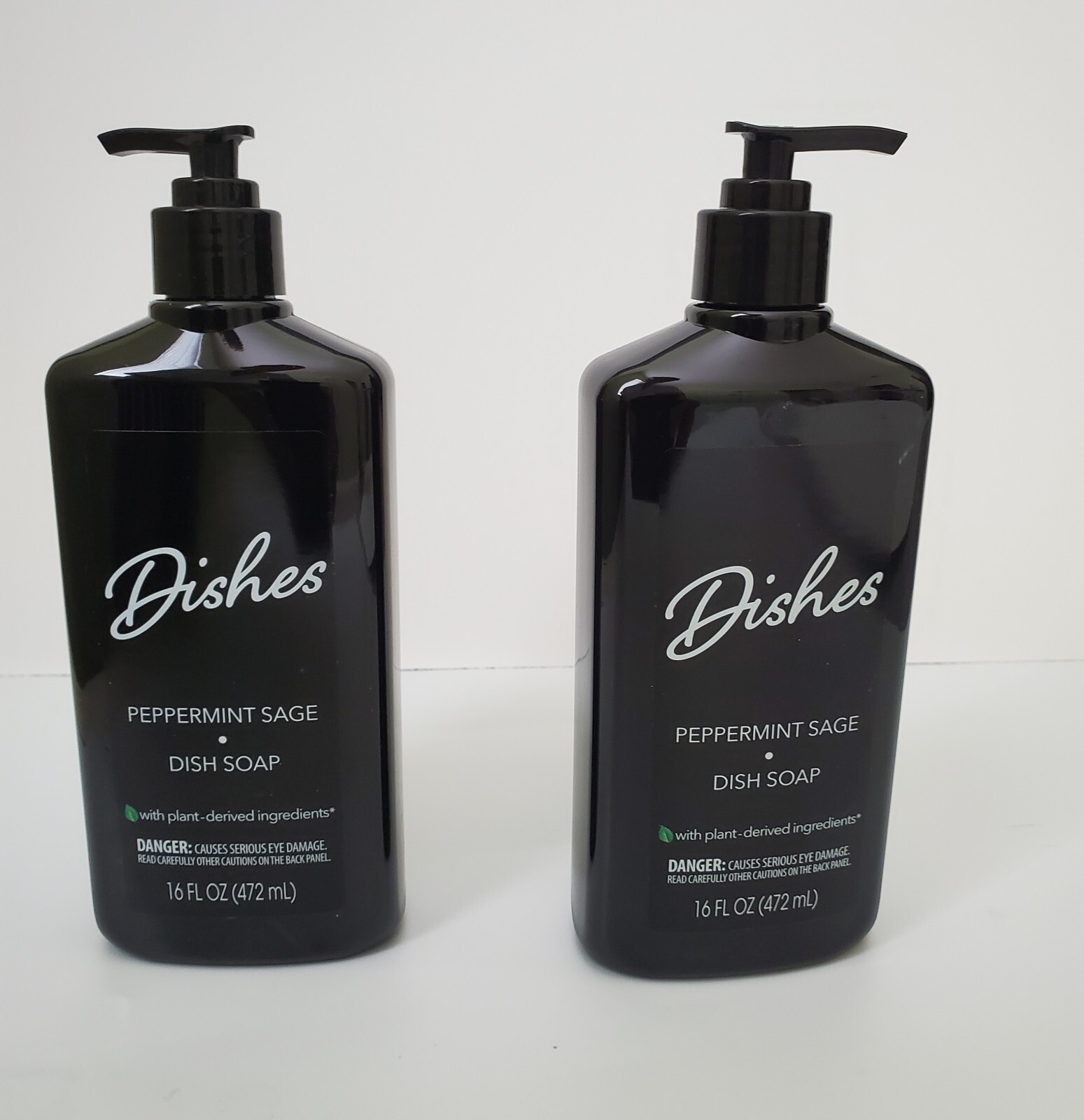 Lot of 2 Bottles Dishes Peppermint Sage Dish Soap with plant derived ingridients
