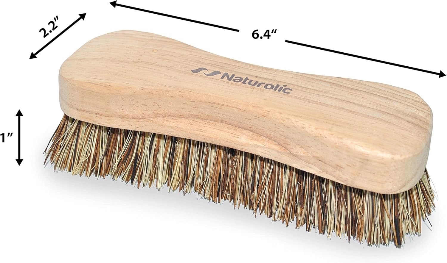 NIB NATUROLIC ALL-NATURAL WOODEN SCRUB BRUSH SET PALMYRA BRISTLE BRUSH, 2 CT.