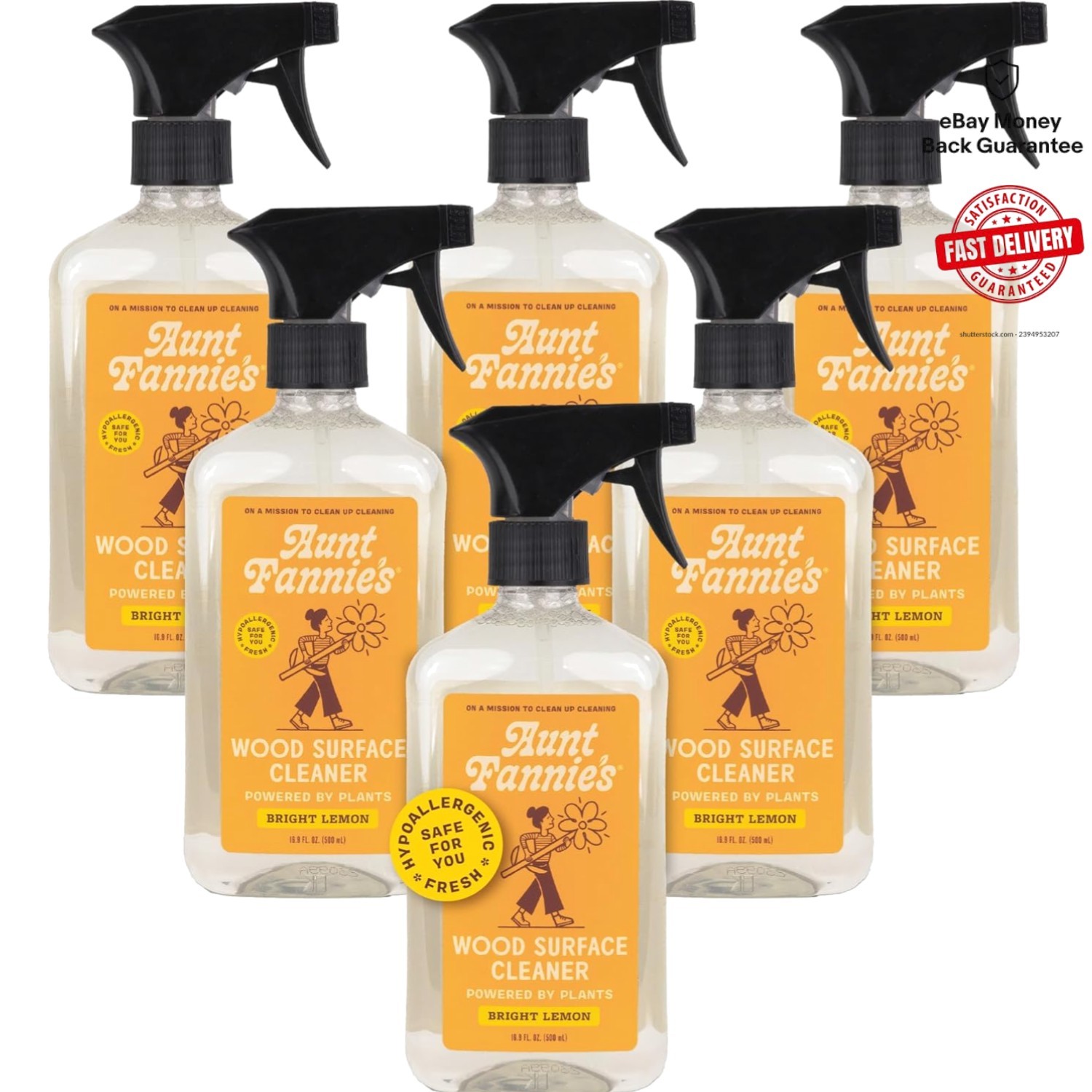 Eco-Friendly All-Purpose Wood Spray Cleaner – 16.9 Oz (Pack of 6) – Lemon Scent
