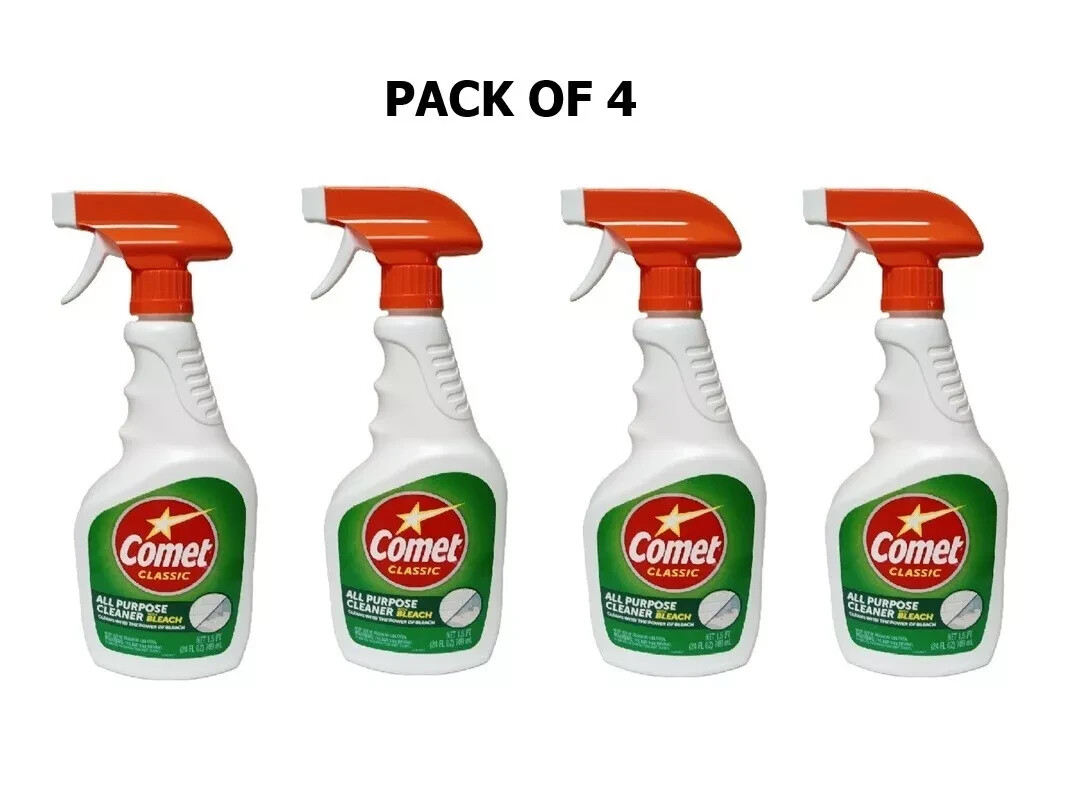 4 PACK, Comet Classic All Purpose Cleaner with Bleach, Trigger Spray, 24 fl oz