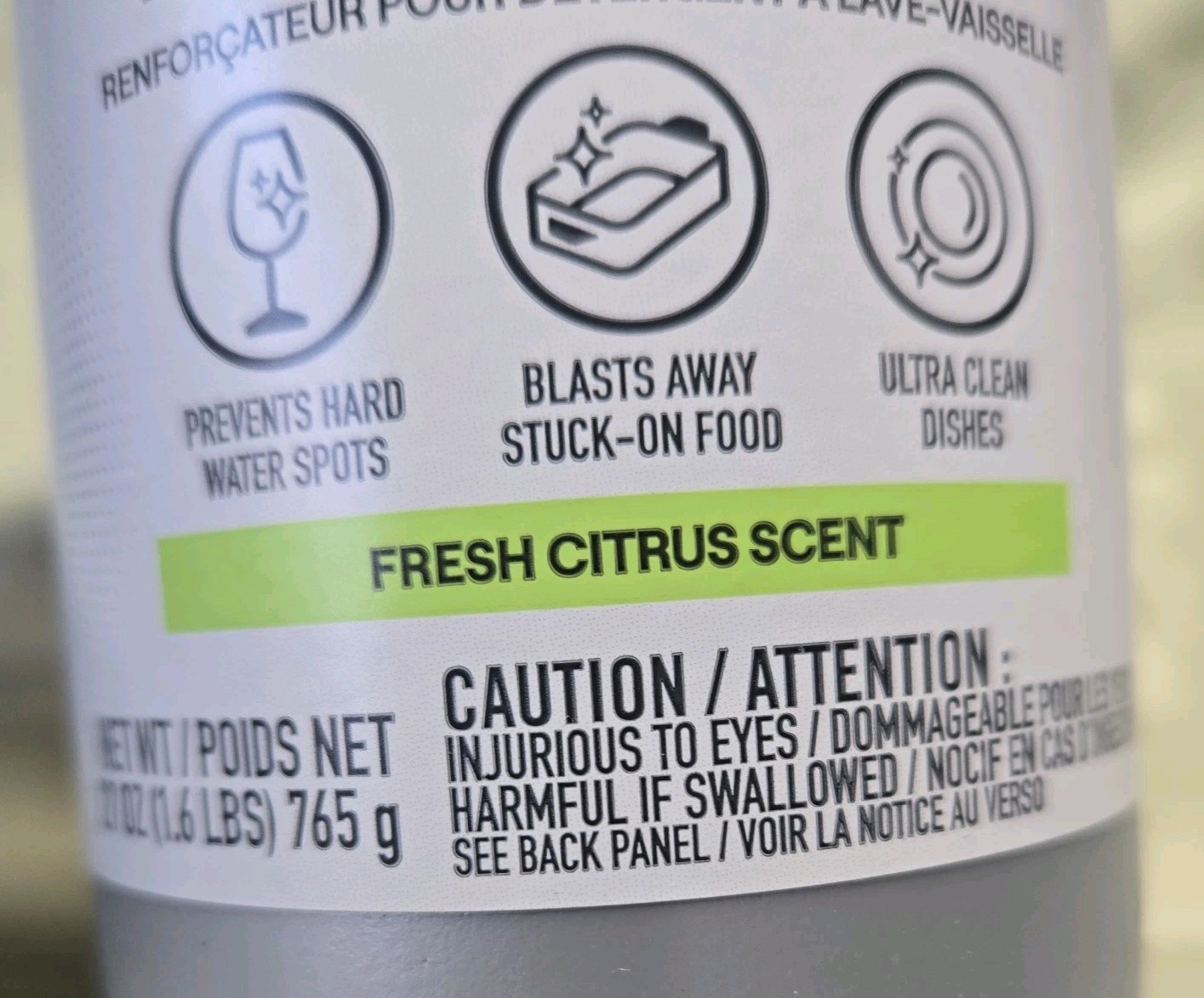 Power + Dishwasher Detergent Booster, Fresh Citrus , 1.6 lbs (765 g)