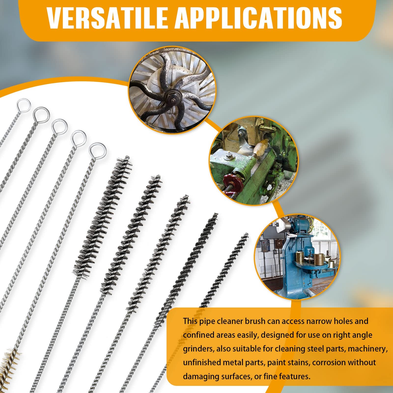 10 Pieces Wire Tube Brushes Bulk for Cleaning Pipe Tube Brass Stainless Steel…
