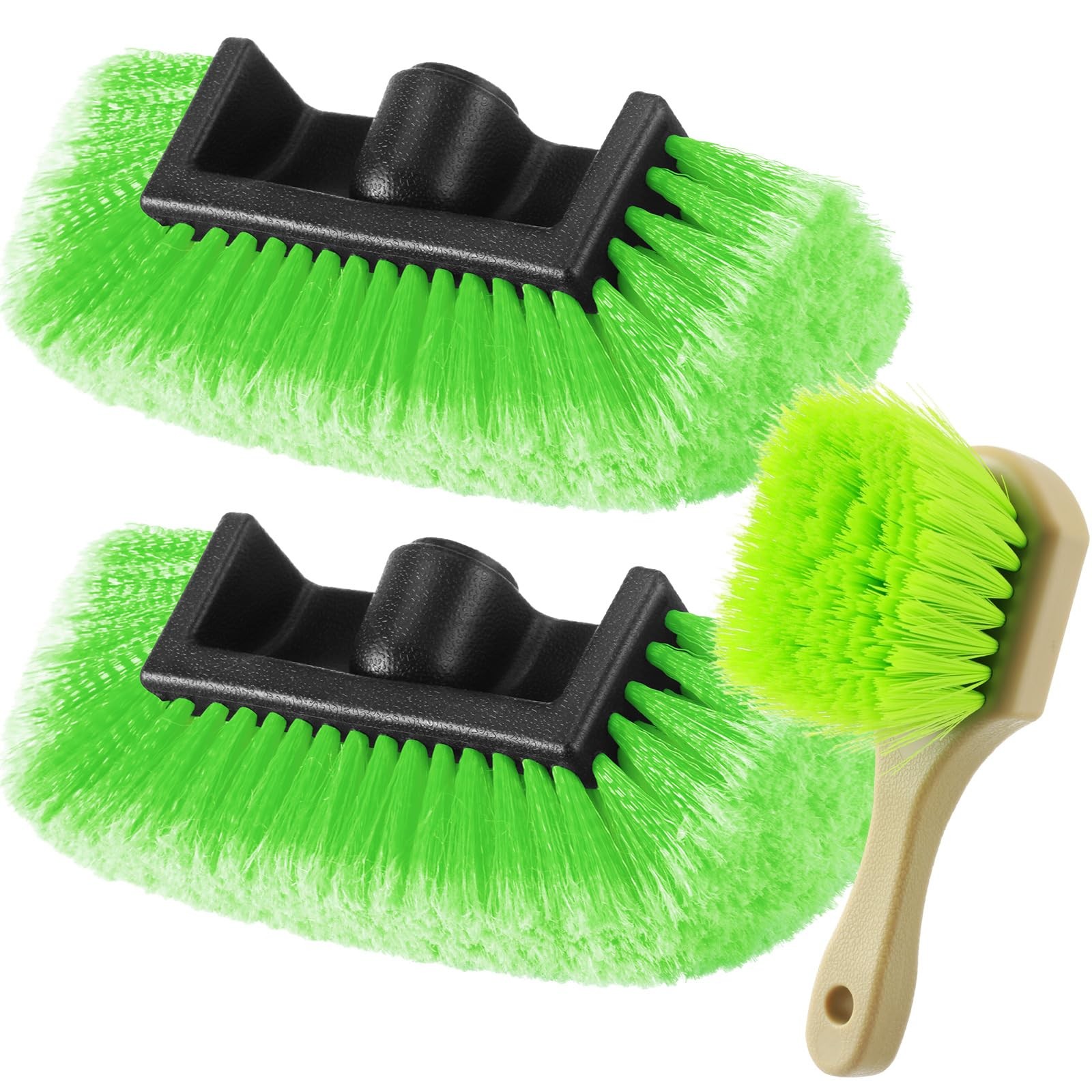 2 Pcs 10 Inch Car Wash Brush Head with Soft Detailing Bristle Flow Through Ca…