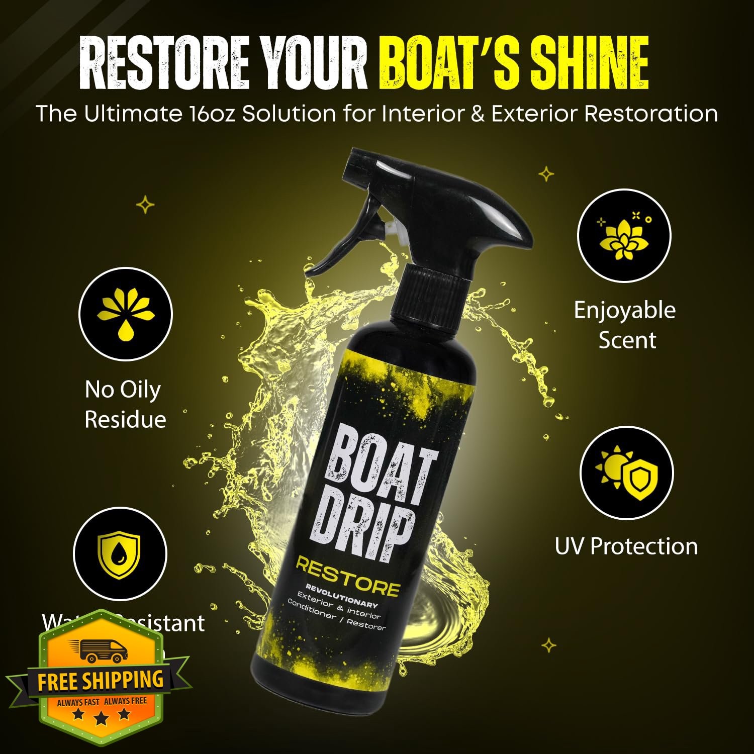 Boat Drip Restore Cleaner UV Protect Trim Vinyl Plastic Seats