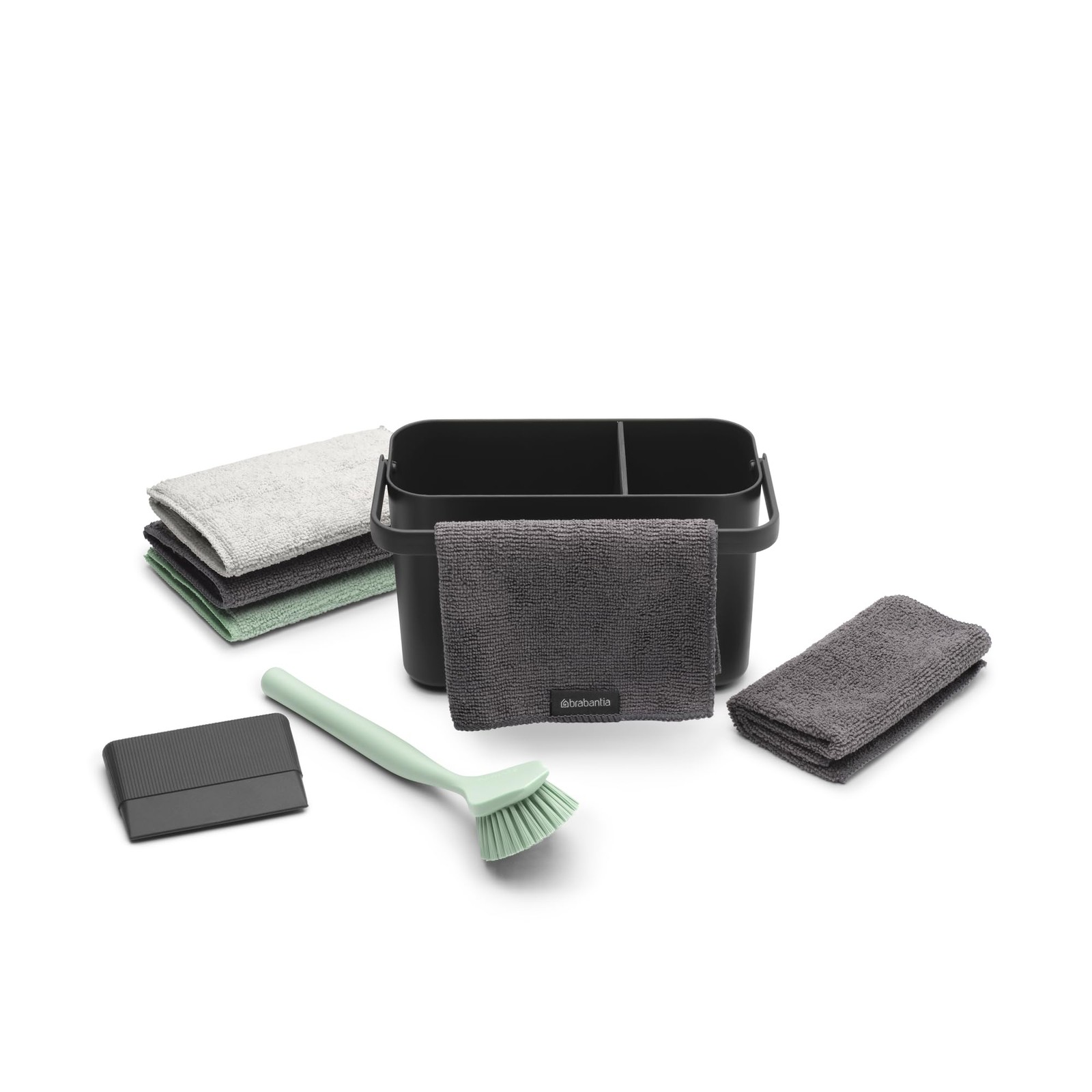 Brabantia SinkSide Cleaning Set of 8 – Dark Gray | Cleaning Caddy with Handle…