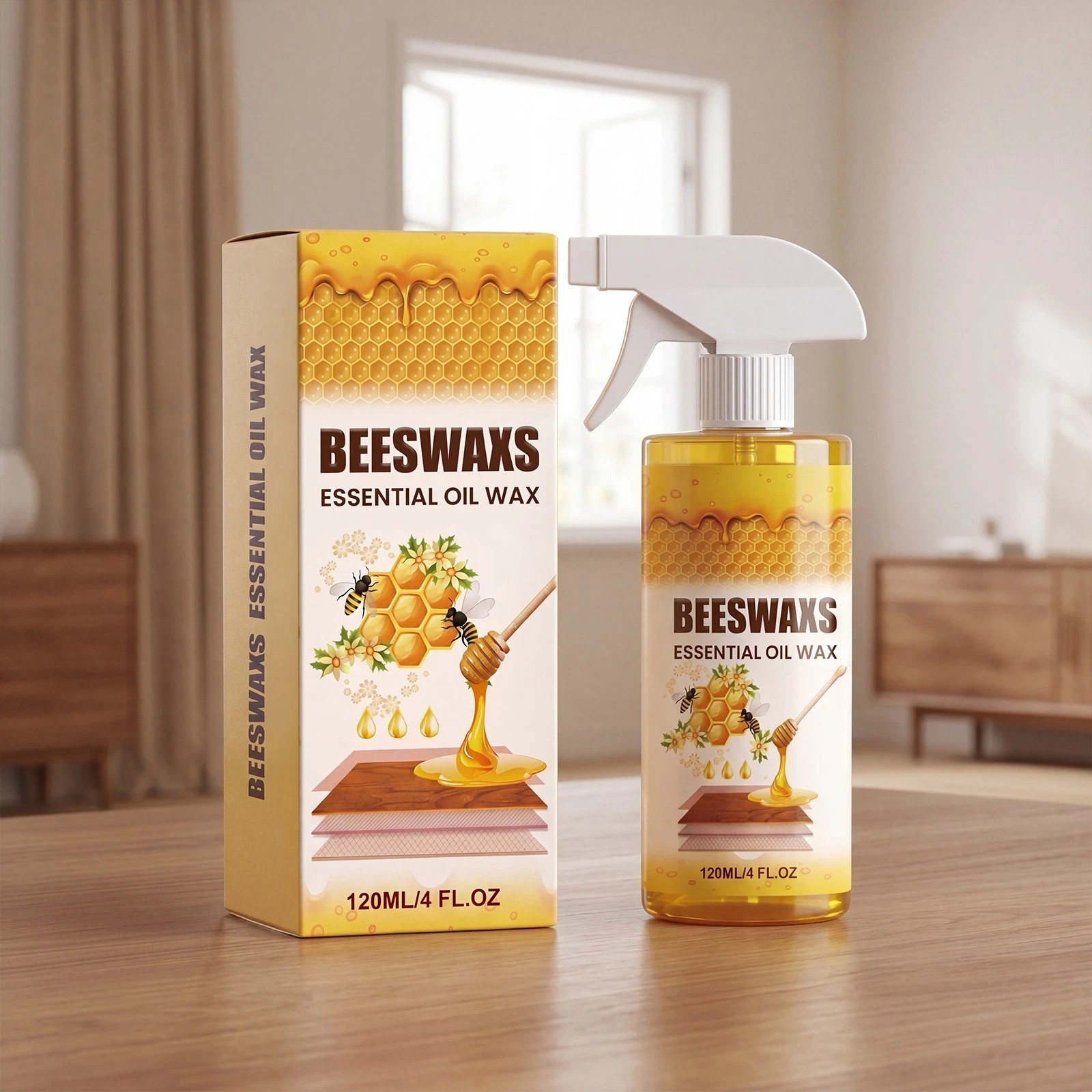 Beeswax Spray Essential Oil Wax,Multi-Purpose Furniture Polish,Wood Care Spray