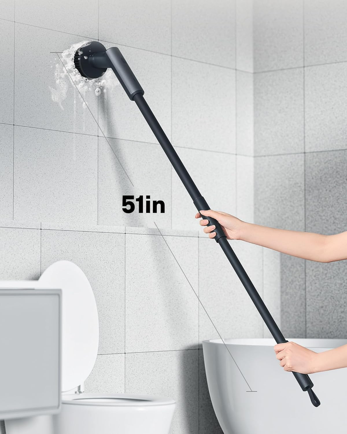 Cordless Electric Spin Scrubber, IPX7 Full Body Waterproof Bathroom Cleaning Bru