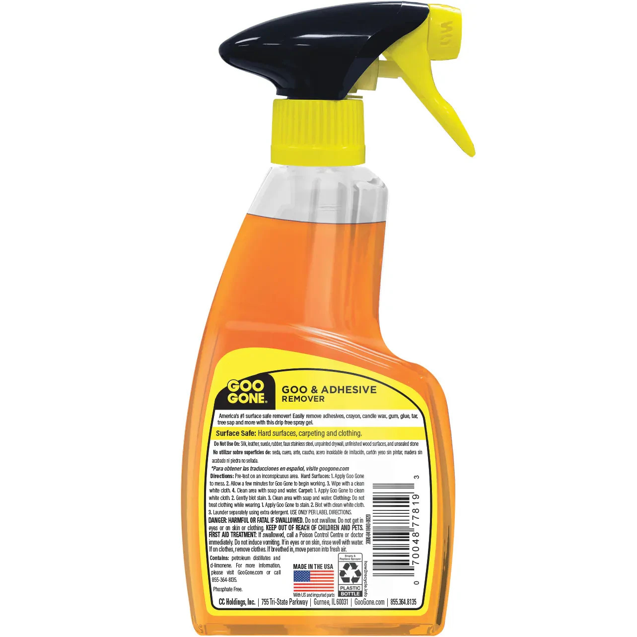 GOO GONE Original ADHESIVE Glue Gum Remover ~ Fresh Citrus & Surface Safe 12Oz