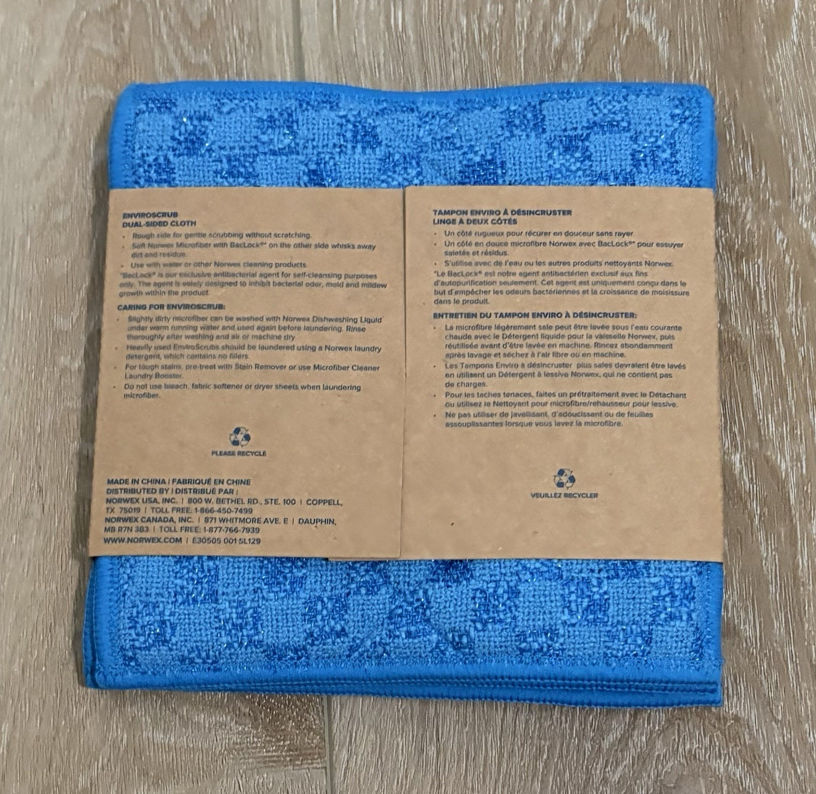 NORWEX 3 – ENVIROSCRUB DUAL SIDED CLOTHS & SCRUB MITT W/ BACLOCK BLUE NEW LOT!