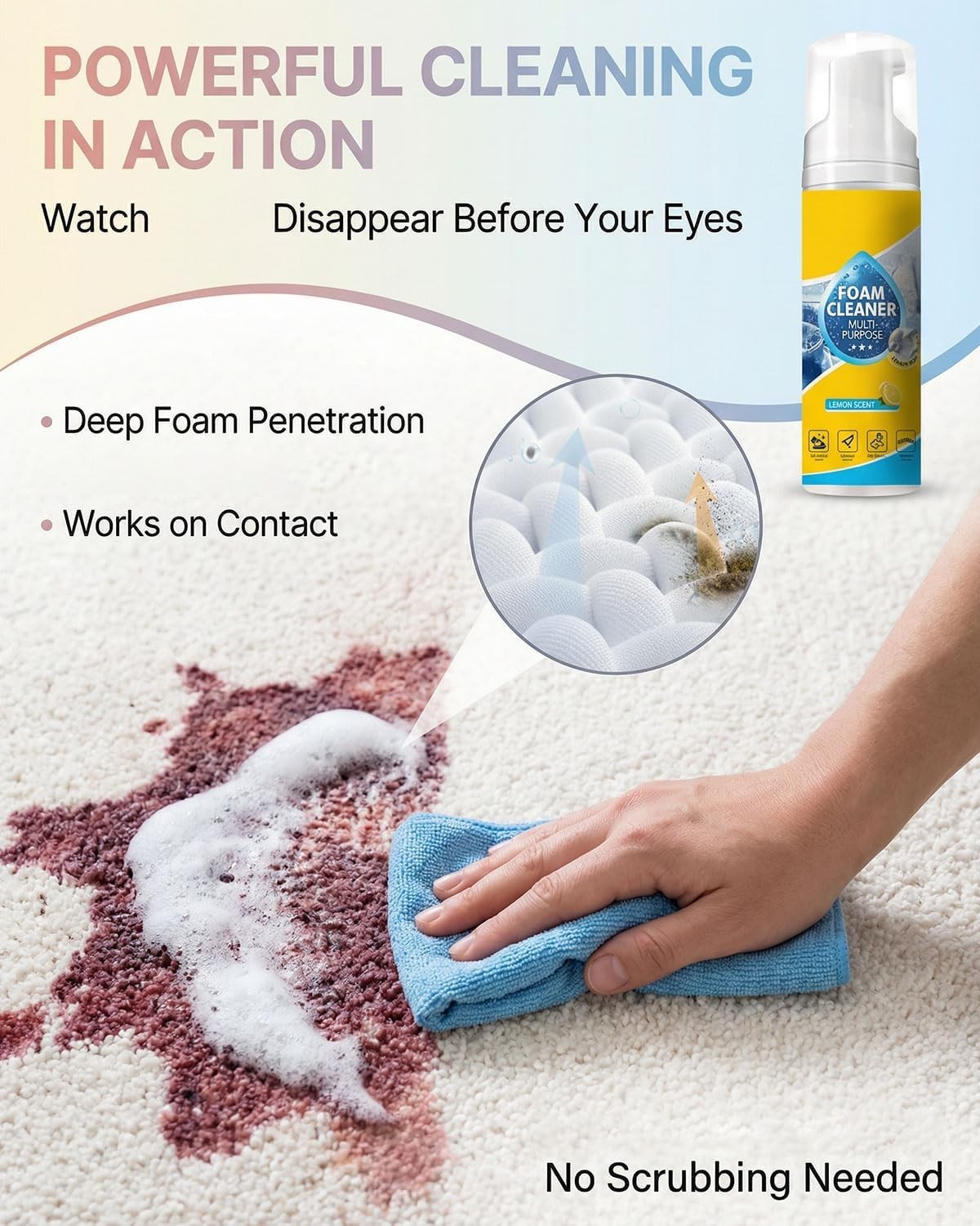 ­150ml Auto Go Foam Cleaner – Deep Cleaning Foam For Car Interior, Kitchen Greas
