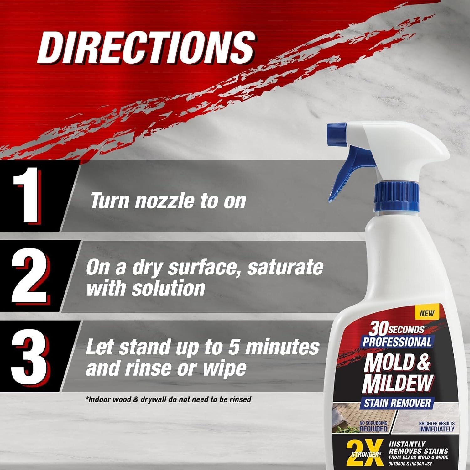 30 SECONDS Pro Mold and Mildew Stain Remover | Scrub Free | Brighter Results Ins