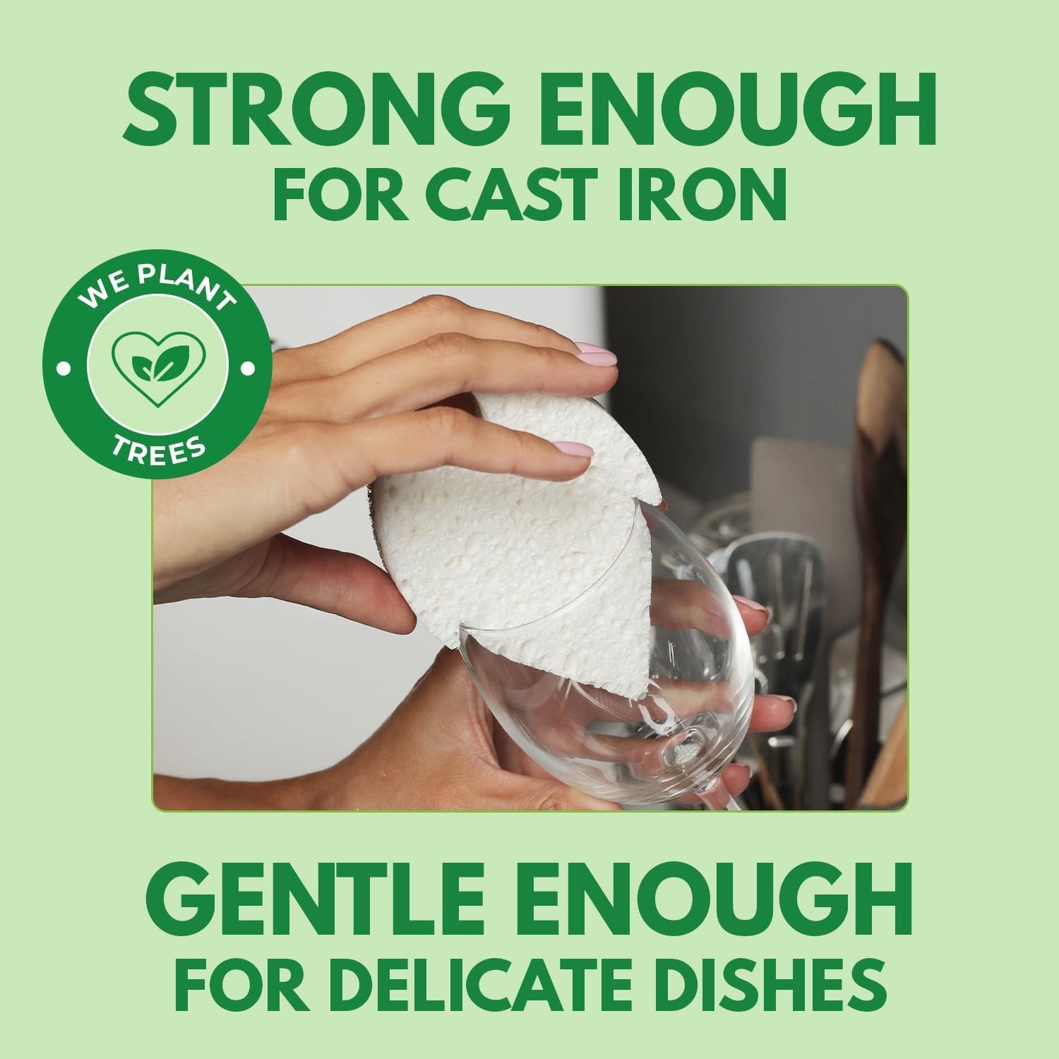 Natural Kitchen Sponges (6 Pack) – Biodegradable Cellulose & Coconut Scrubber