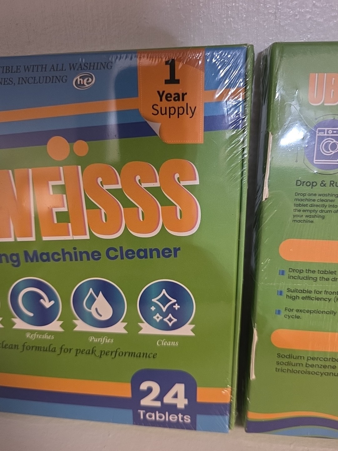 Washing Machine Tablets 2 Pack, 48 Ct, Uberweisss