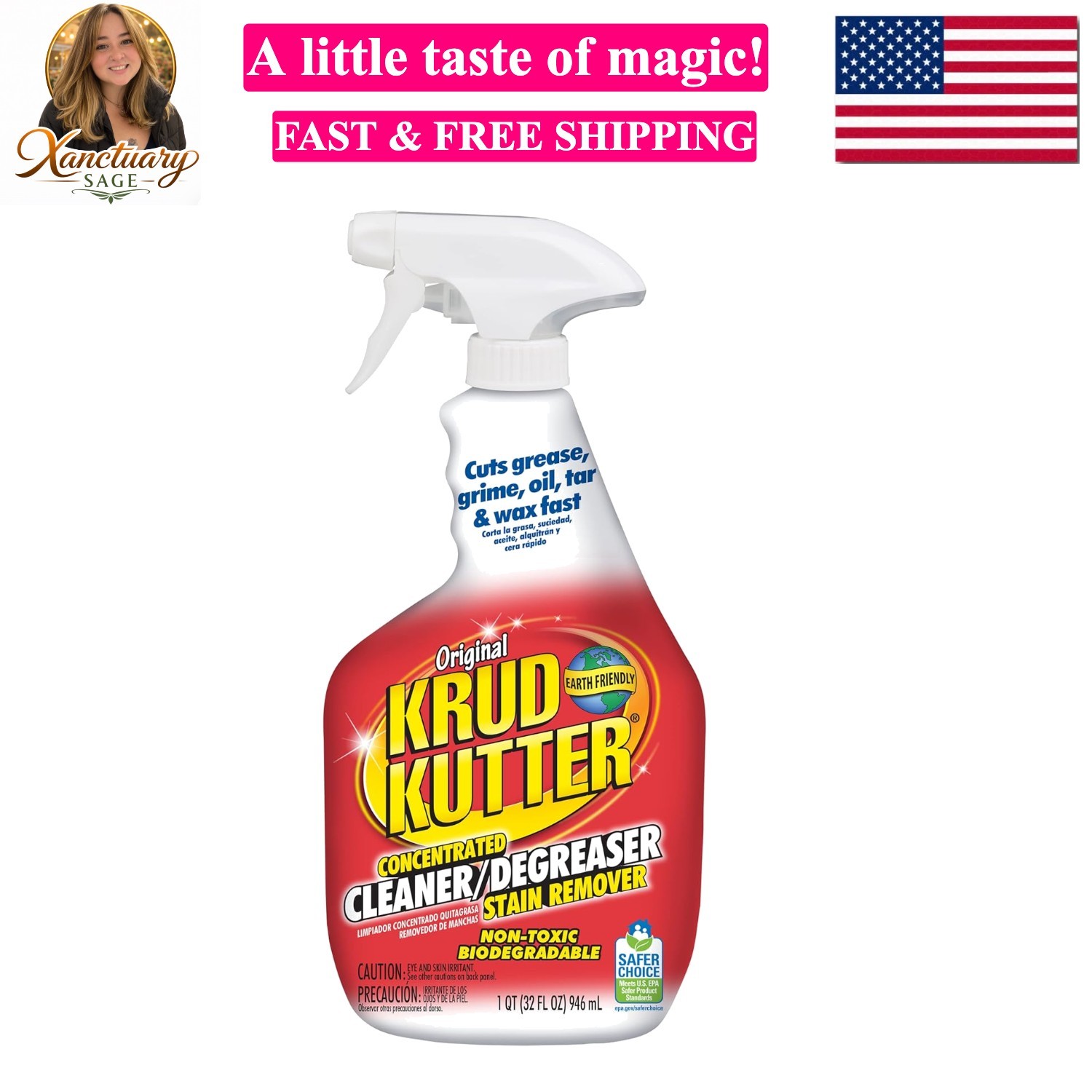 Cleaner Degreaser Spray, 32 oz, Heavy Duty Multi Surface Cleaner for Grease, …