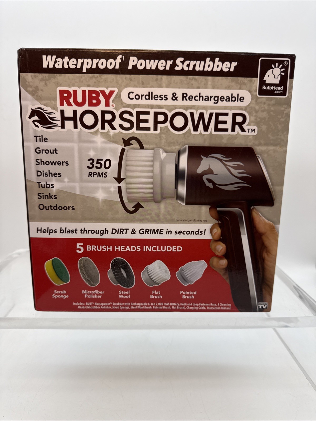 Ruby Horsepower Cordless Rechargeable Handheld Portable Power Scrubber NEW!