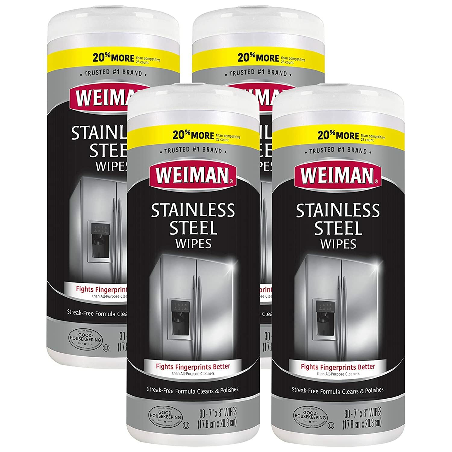 4PK WEIMAN Stainless Steel Cleaning Polishing Protecting Wipes – 30 Count BONUS