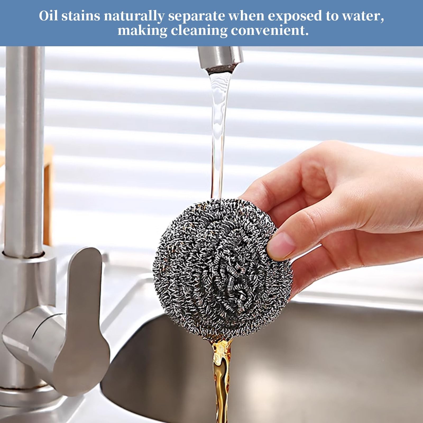 GUEICN Stainless Steel Scrubber Scrubbing 6Pcs Metal Scrubber, Silver