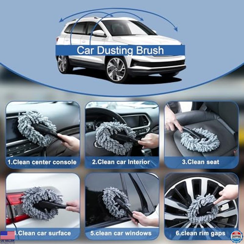 Windshield Cleaner Tool Kit, 13Pcs Car Detailing Brushes & Gel, Interior