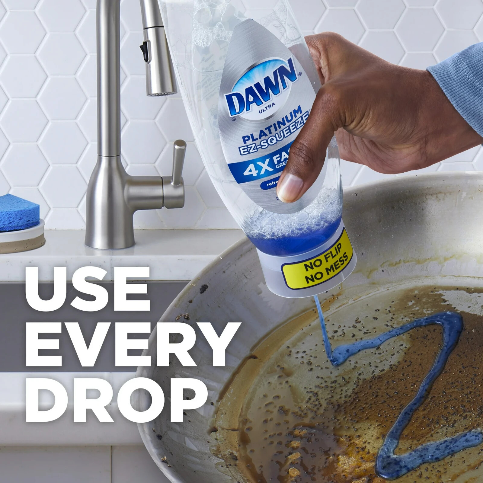 Dawn EZ-Squeeze Platinum Dishwashing Liquid Dish Soap, Fresh Rain Scent 12 Oz