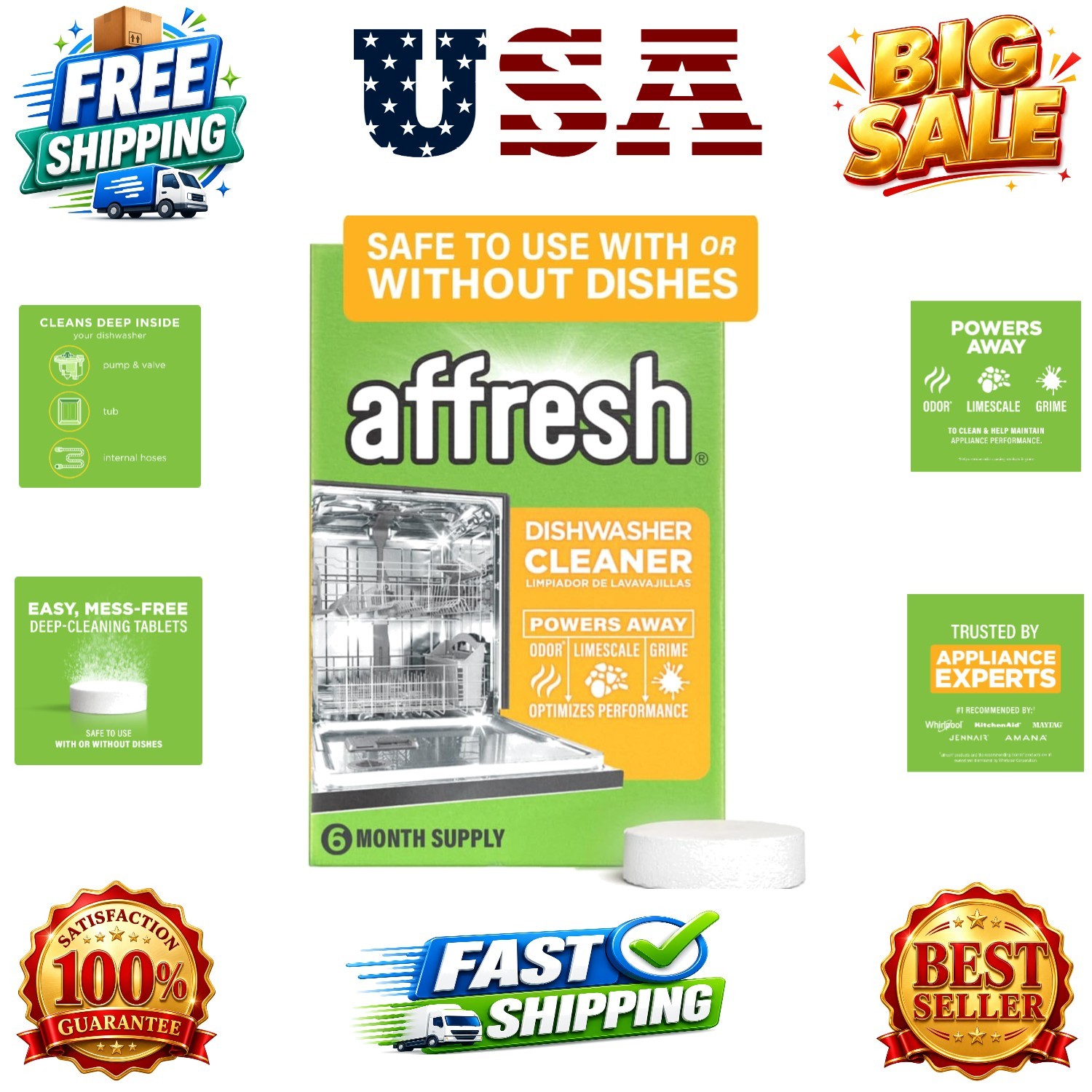 Dishwasher Cleaner, Helps Power Away Odor Causing Bacteria, Limescale, Minera…