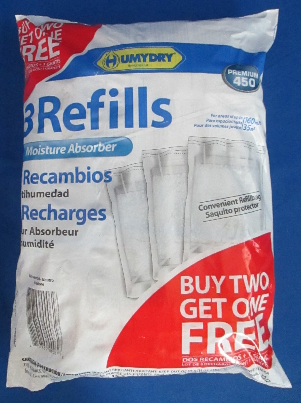 Humydry Moisture Absorber Refills Premium 450 – 3 Refills (15.9oz/450g EACH)