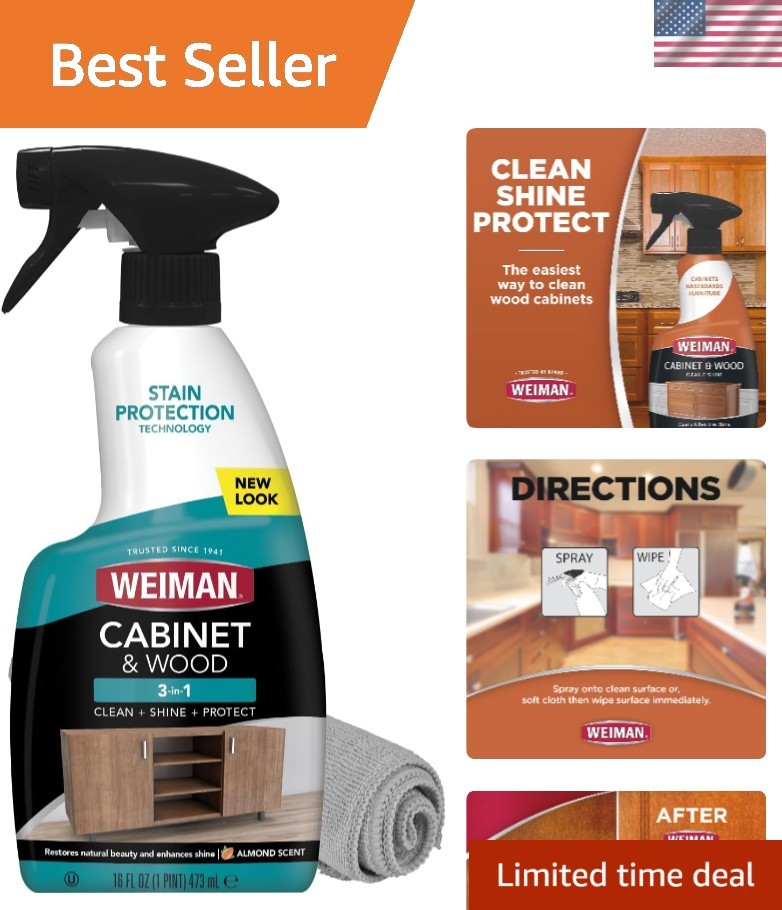 Cabinet & Wood Clean & Shine Spray – Natural Almond Scent for Pristine Wood