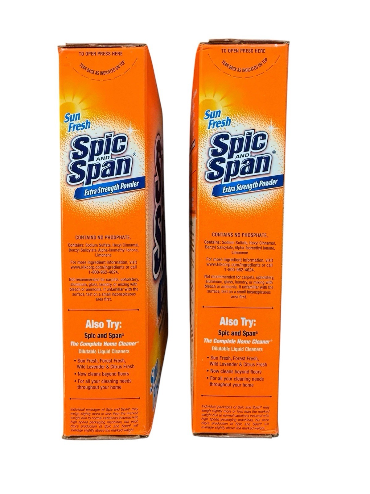 2 Spic and Span Extra Strength Powder Sun Fresh 27 OZ 1lb 11 oz NOS Discontinued