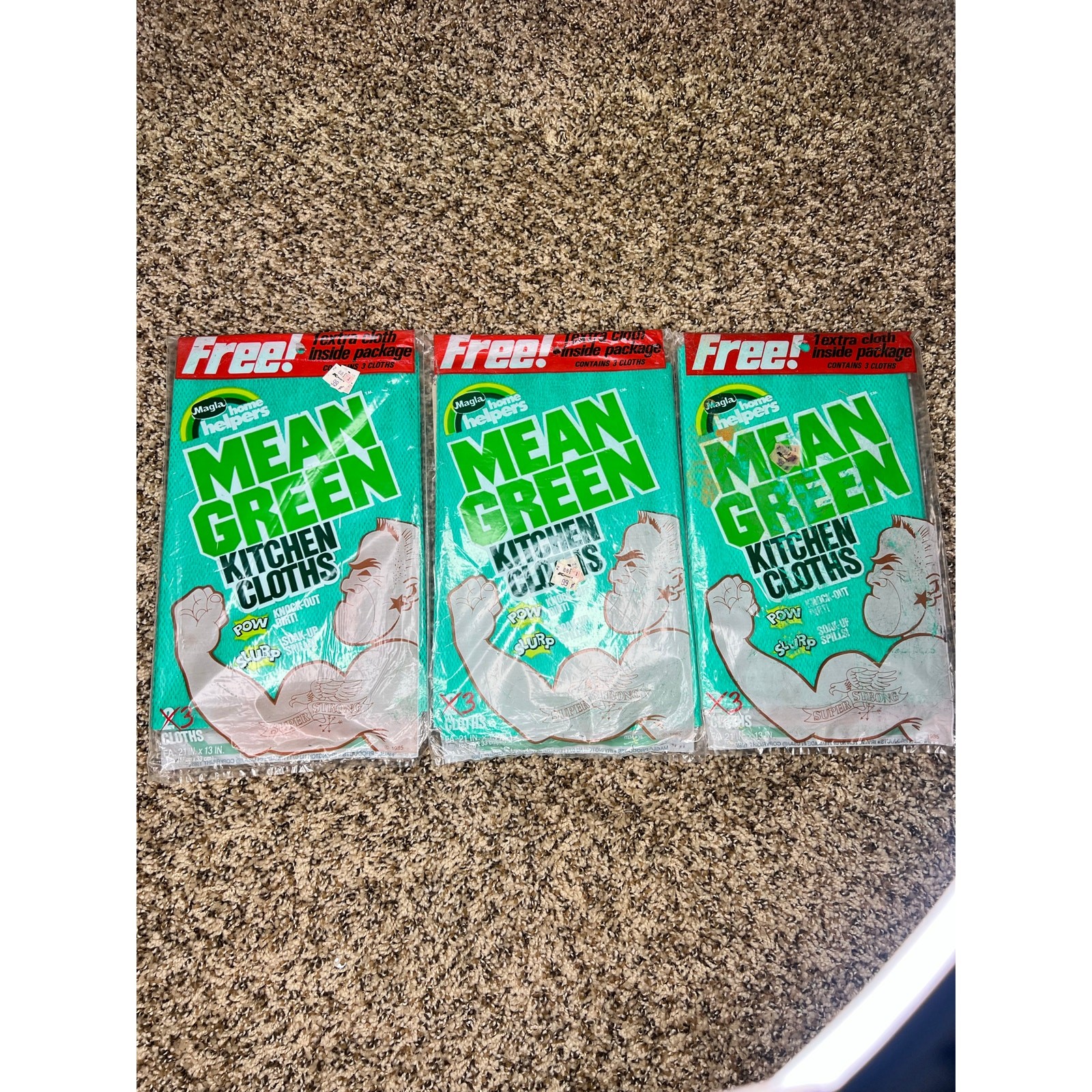 Lot of 3 packs – vintage Magla Mean Green Kitchen Cloths