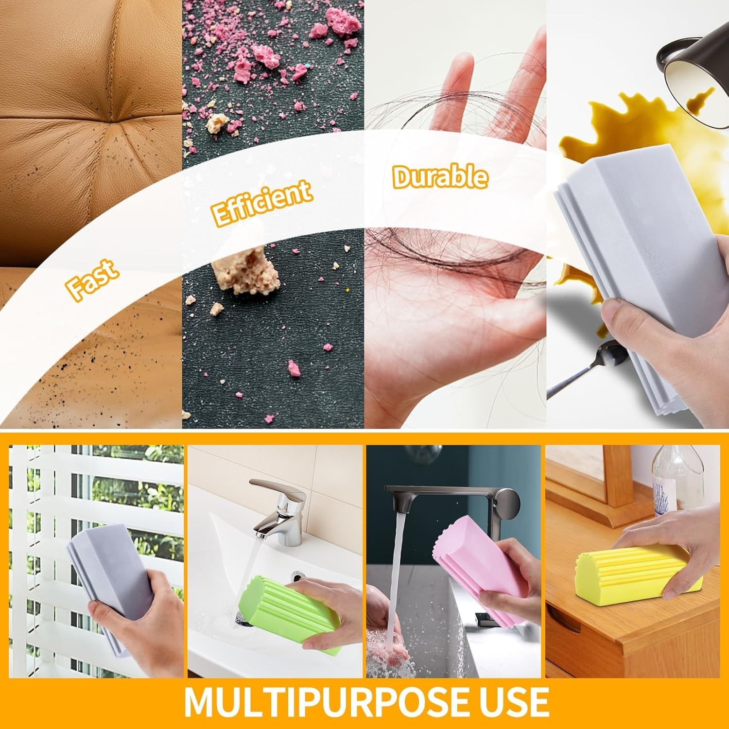 Eco-Friendly 4-Pack Damp Duster Sponge – Versatile Cleaning for Home and Car