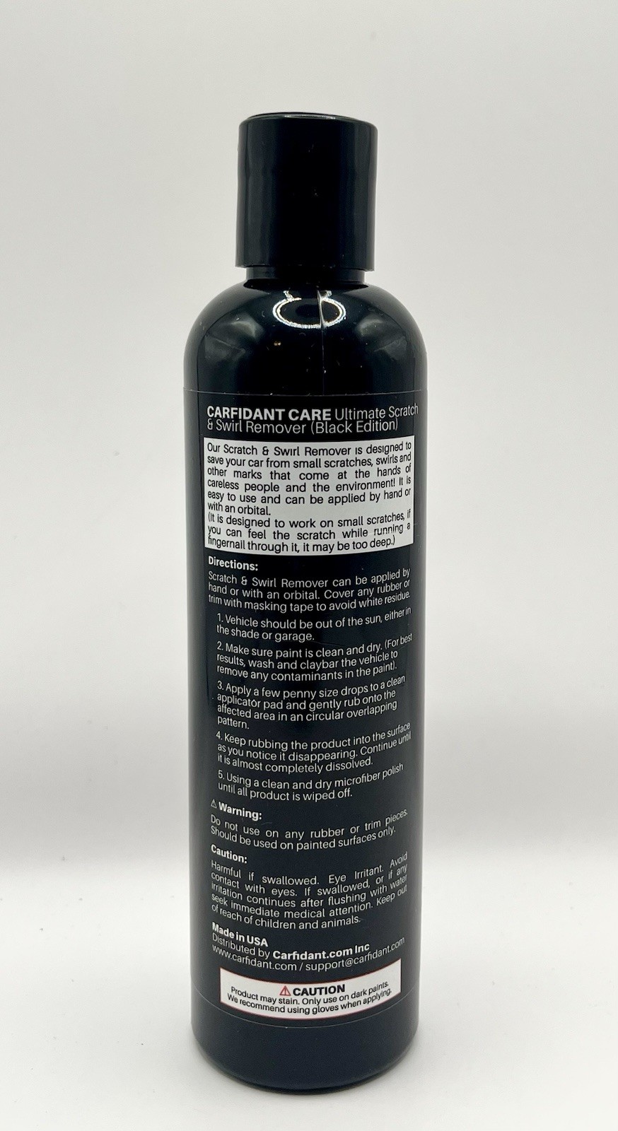 Carfidant Black Ultimate Scratch Swirl Remover Kit Car Auto Ext 8.4oz 80% Remain